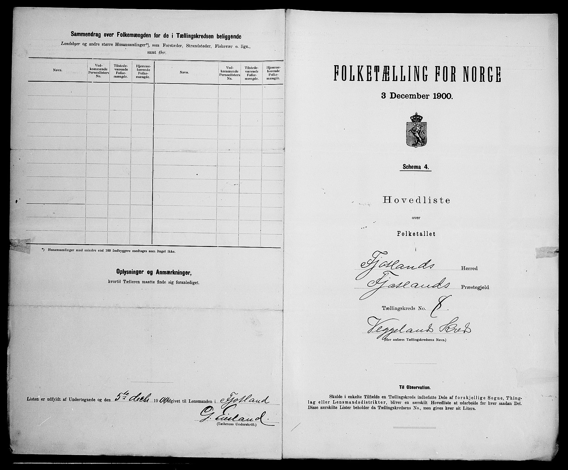 SAK, 1900 census for Fjotland, 1900, p. 29