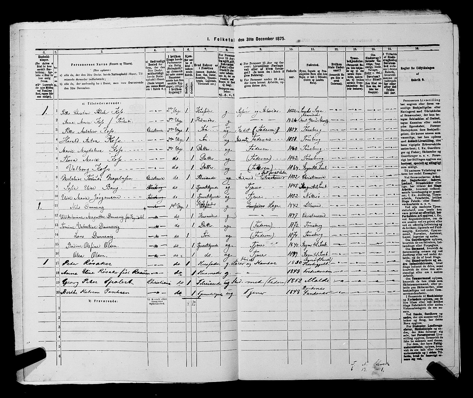 SAKO, 1875 census for 0705P Tønsberg, 1875, p. 300