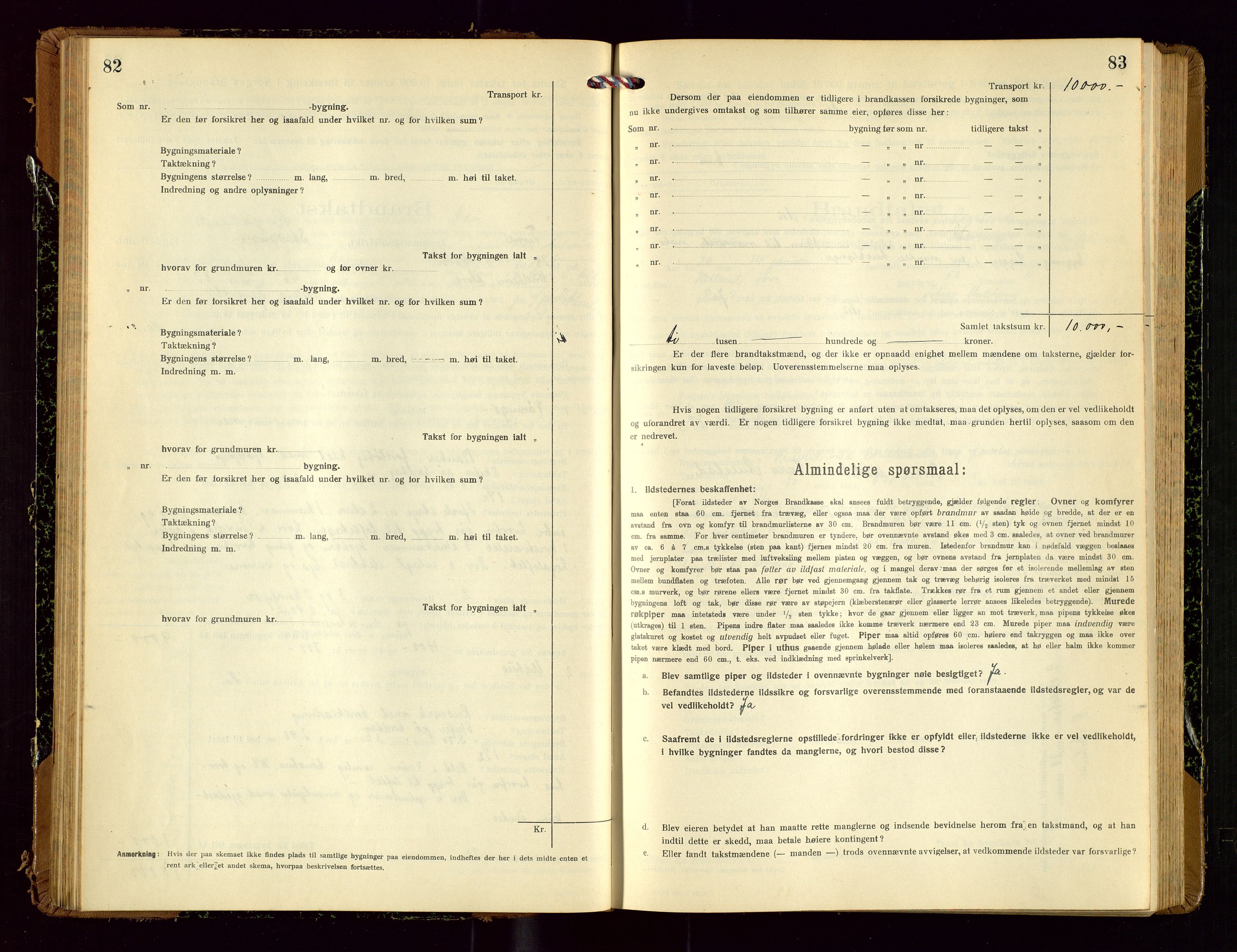 Time lensmannskontor, SAST/A-100420/Gob/L0002: Branntakstprotokoll, 1919-1952, p. 82-83