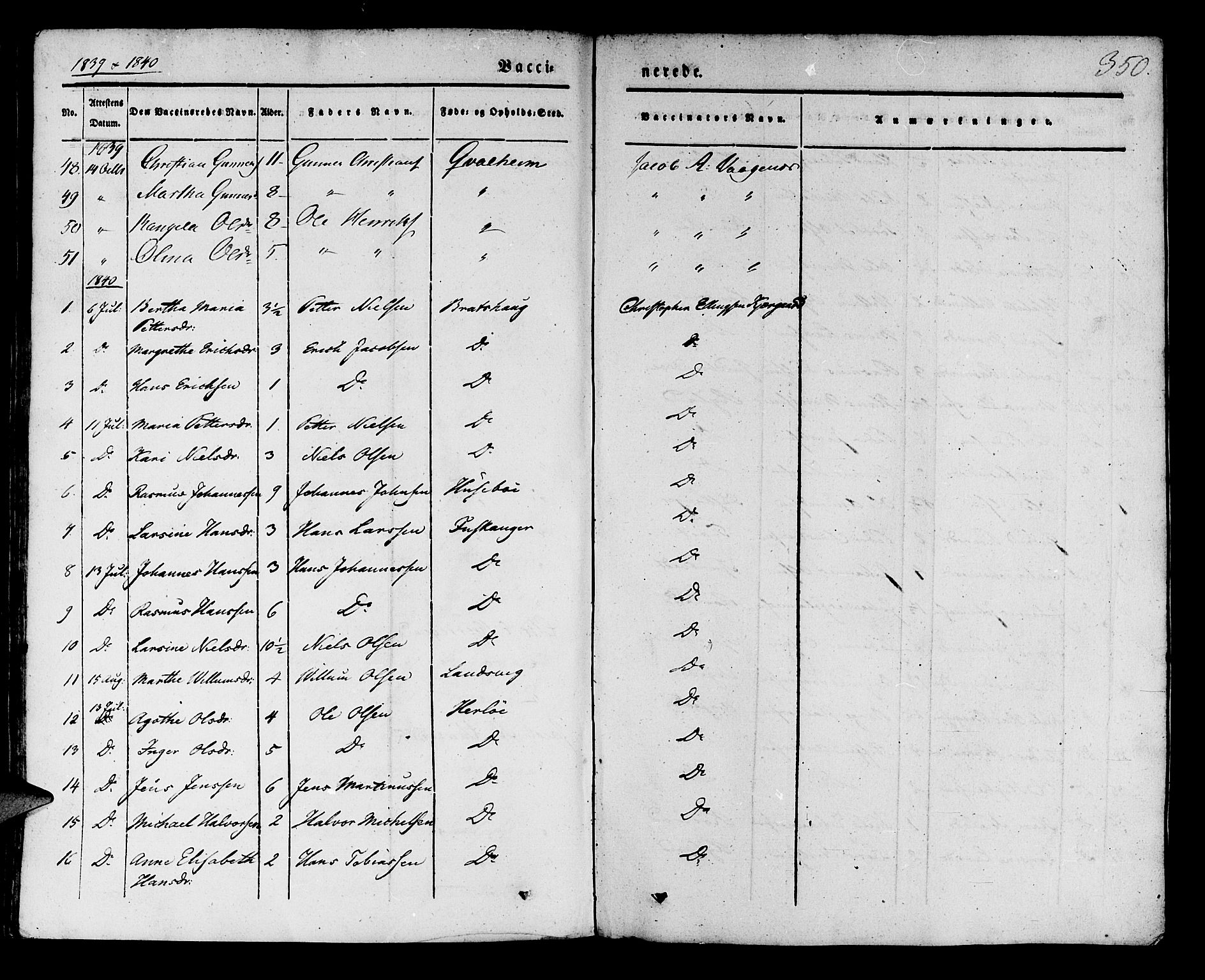 Manger sokneprestembete, AV/SAB-A-76801/H/Haa: Parish register (official) no. A 5, 1839-1848, p. 350