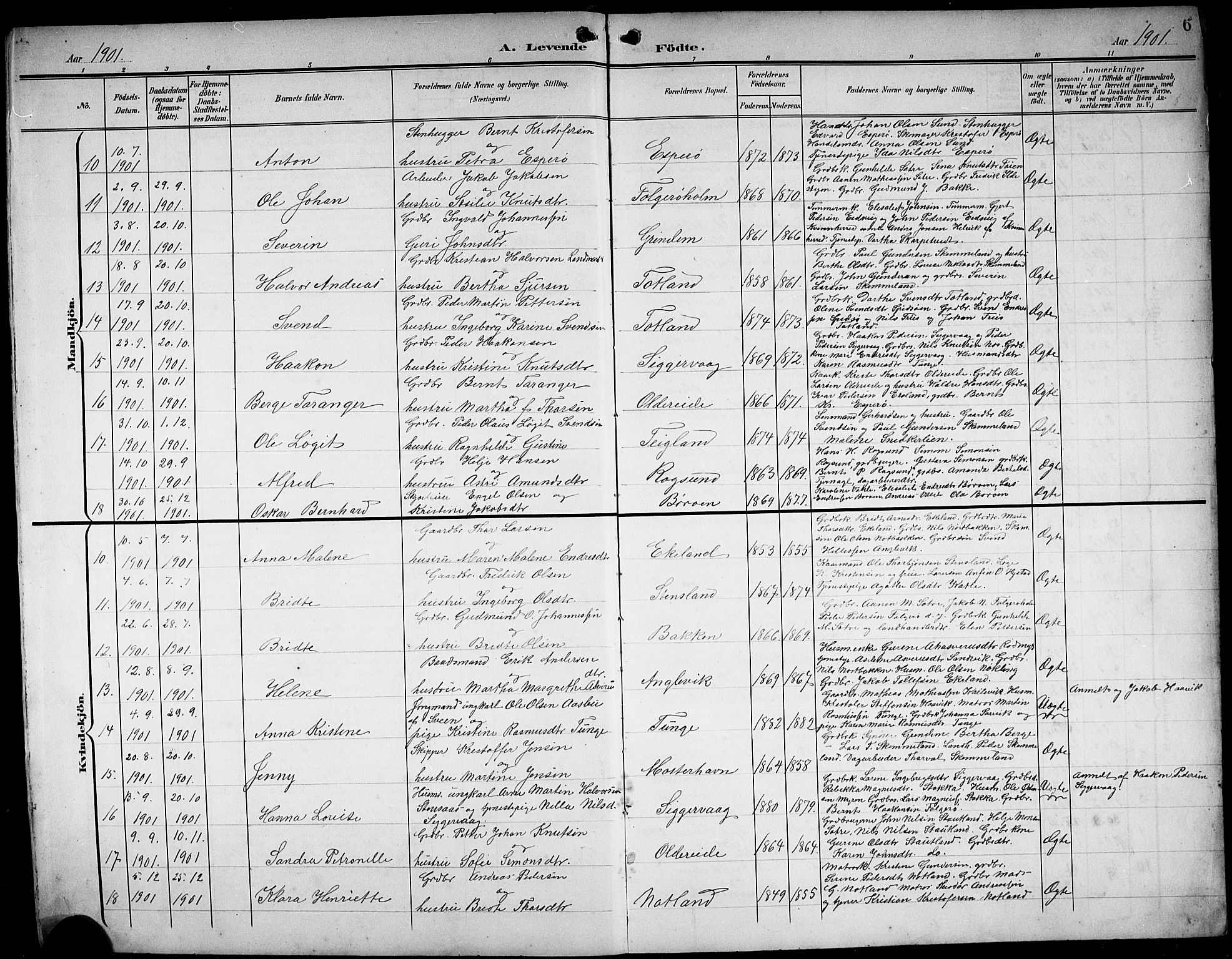 Finnås sokneprestembete, AV/SAB-A-99925/H/Ha/Hab/Haba/L0004: Parish register (copy) no. A 4, 1901-1924, p. 6