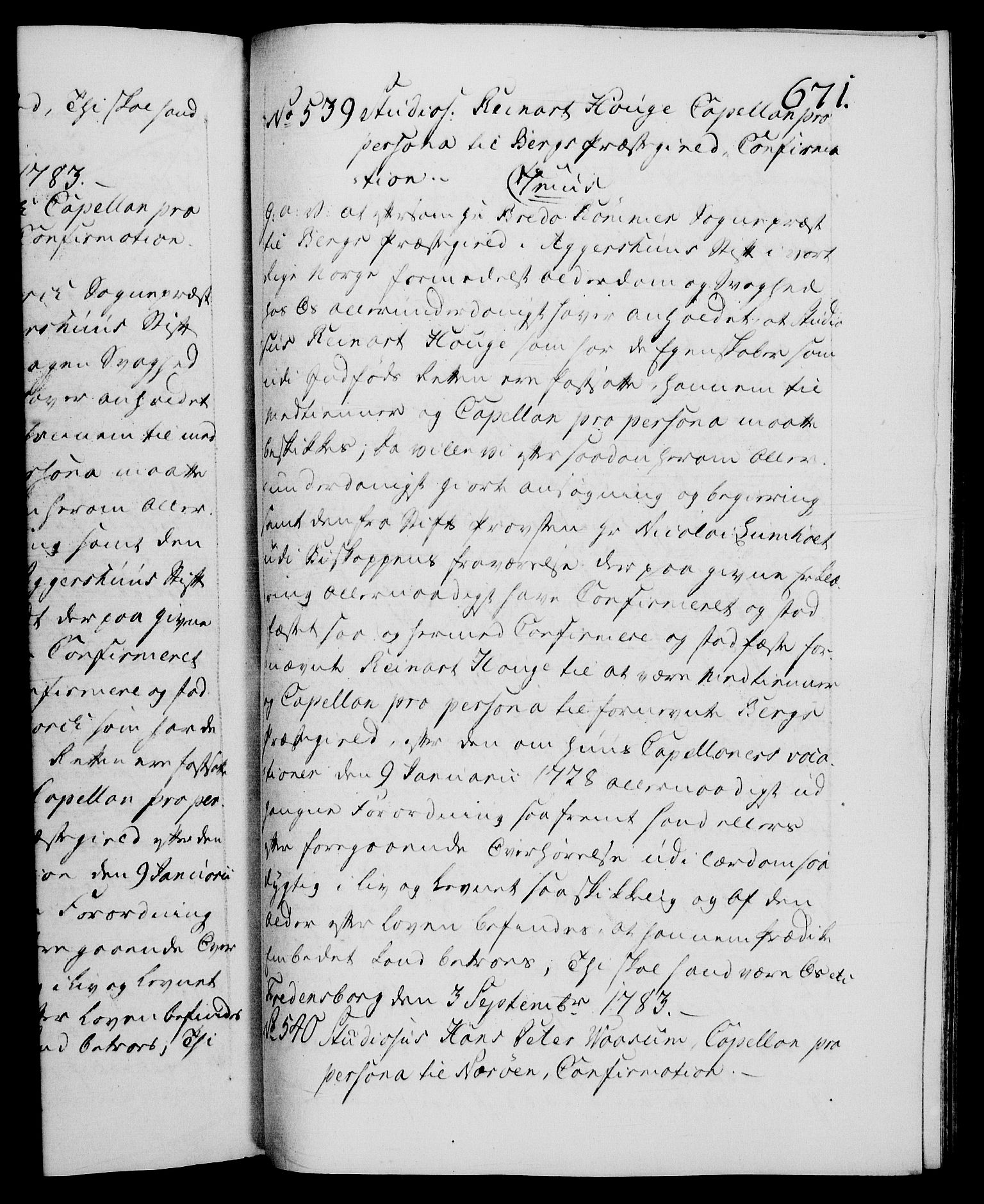 Danske Kanselli 1572-1799, AV/RA-EA-3023/F/Fc/Fca/Fcaa/L0049: Norske registre, 1782-1783, p. 671a