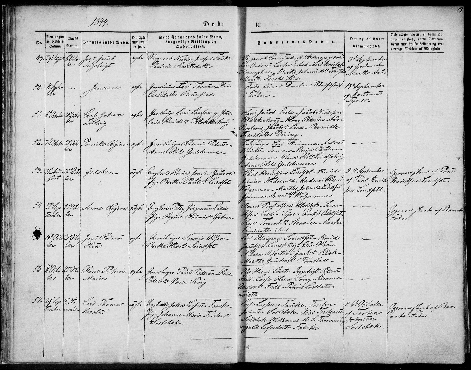 Ministerialprotokoller, klokkerbøker og fødselsregistre - Møre og Romsdal, AV/SAT-A-1454/522/L0312: Parish register (official) no. 522A07, 1843-1851, p. 13