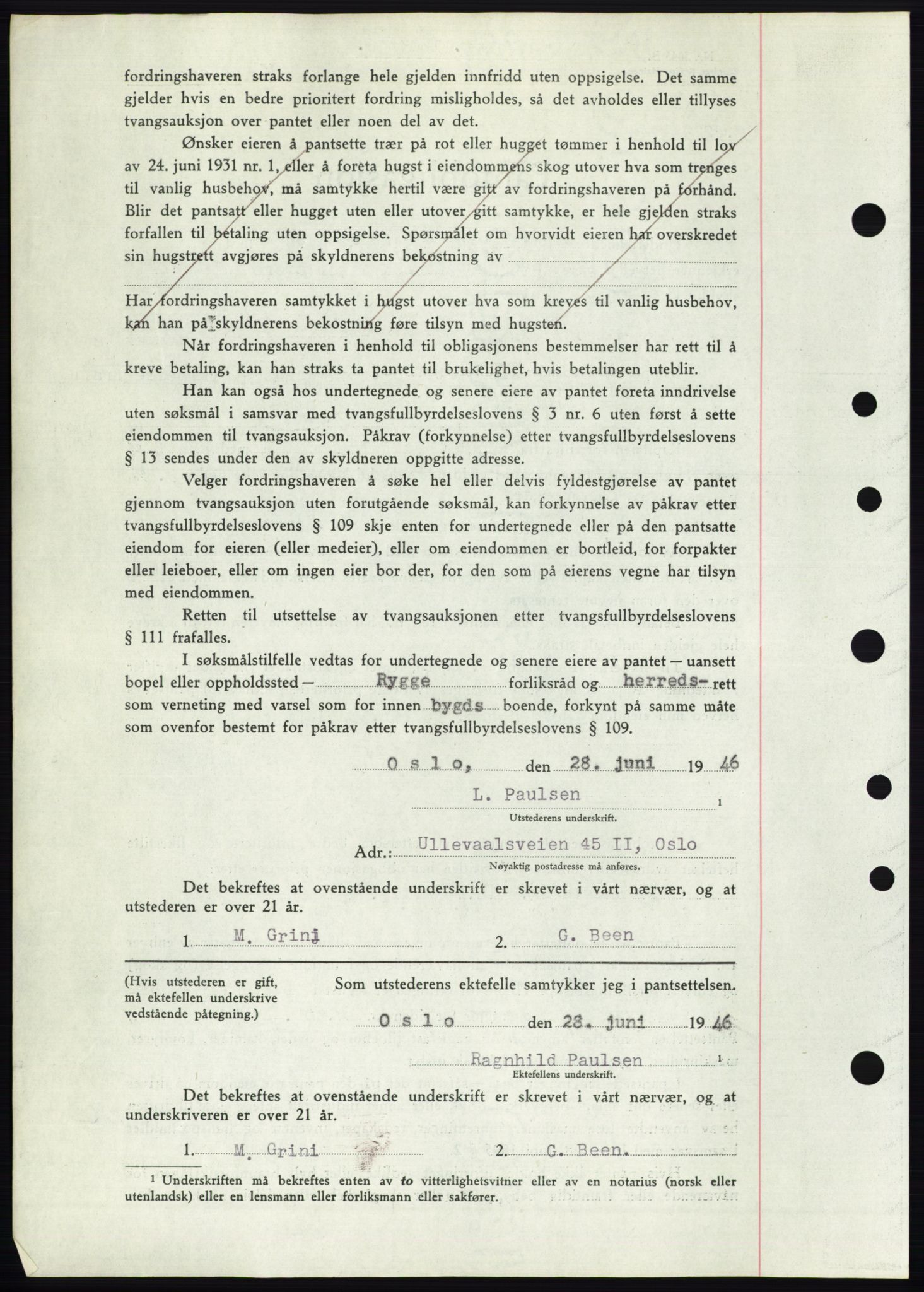 Moss sorenskriveri, SAO/A-10168: Mortgage book no. B15, 1946-1946, Diary no: : 1603/1946