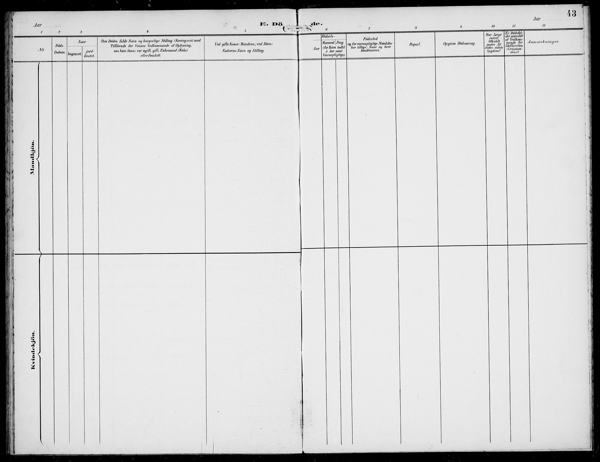 Solund sokneprestembete, AV/SAB-A-81401: Parish register (official) no. B  1, 1891-1901, p. 43