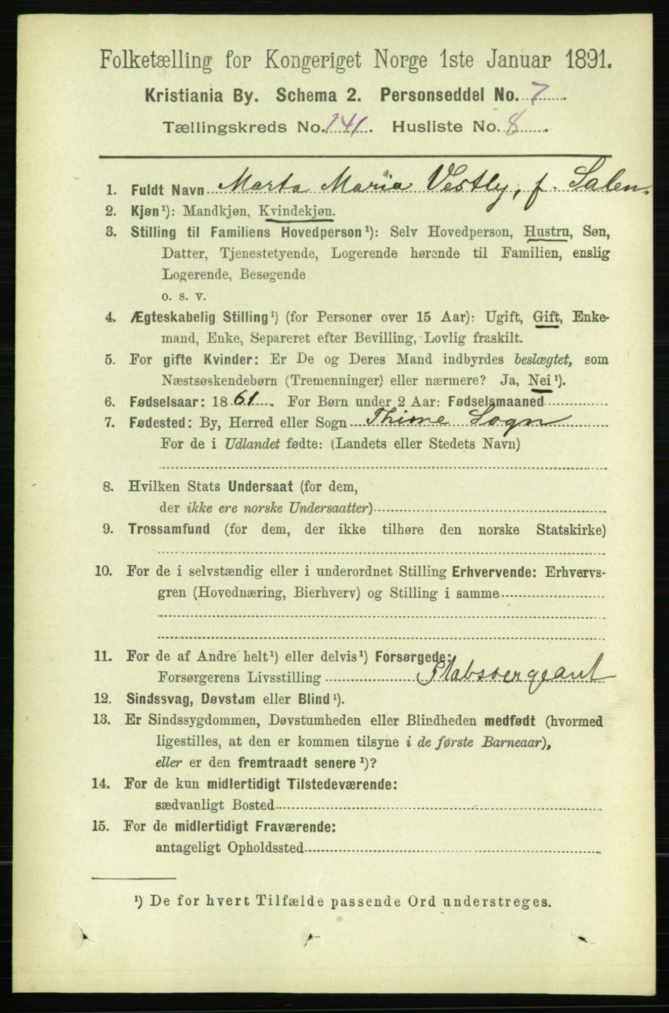 RA, 1891 census for 0301 Kristiania, 1891, p. 78246