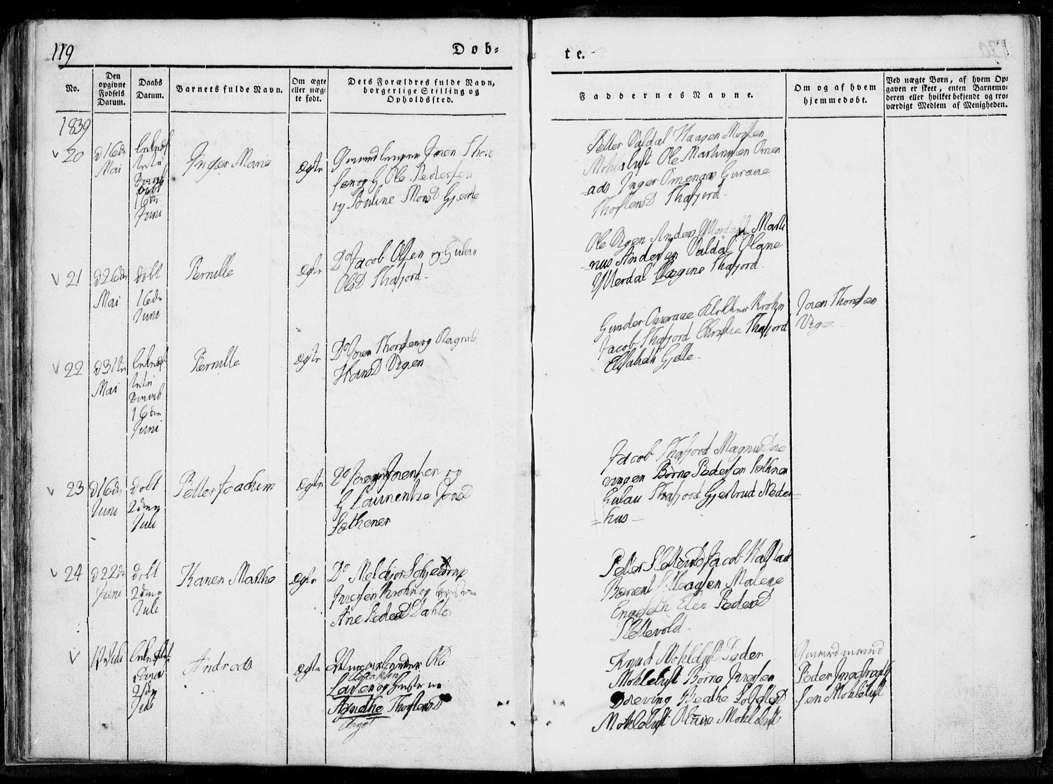 Ministerialprotokoller, klokkerbøker og fødselsregistre - Møre og Romsdal, AV/SAT-A-1454/519/L0247: Parish register (official) no. 519A06, 1827-1846, p. 119