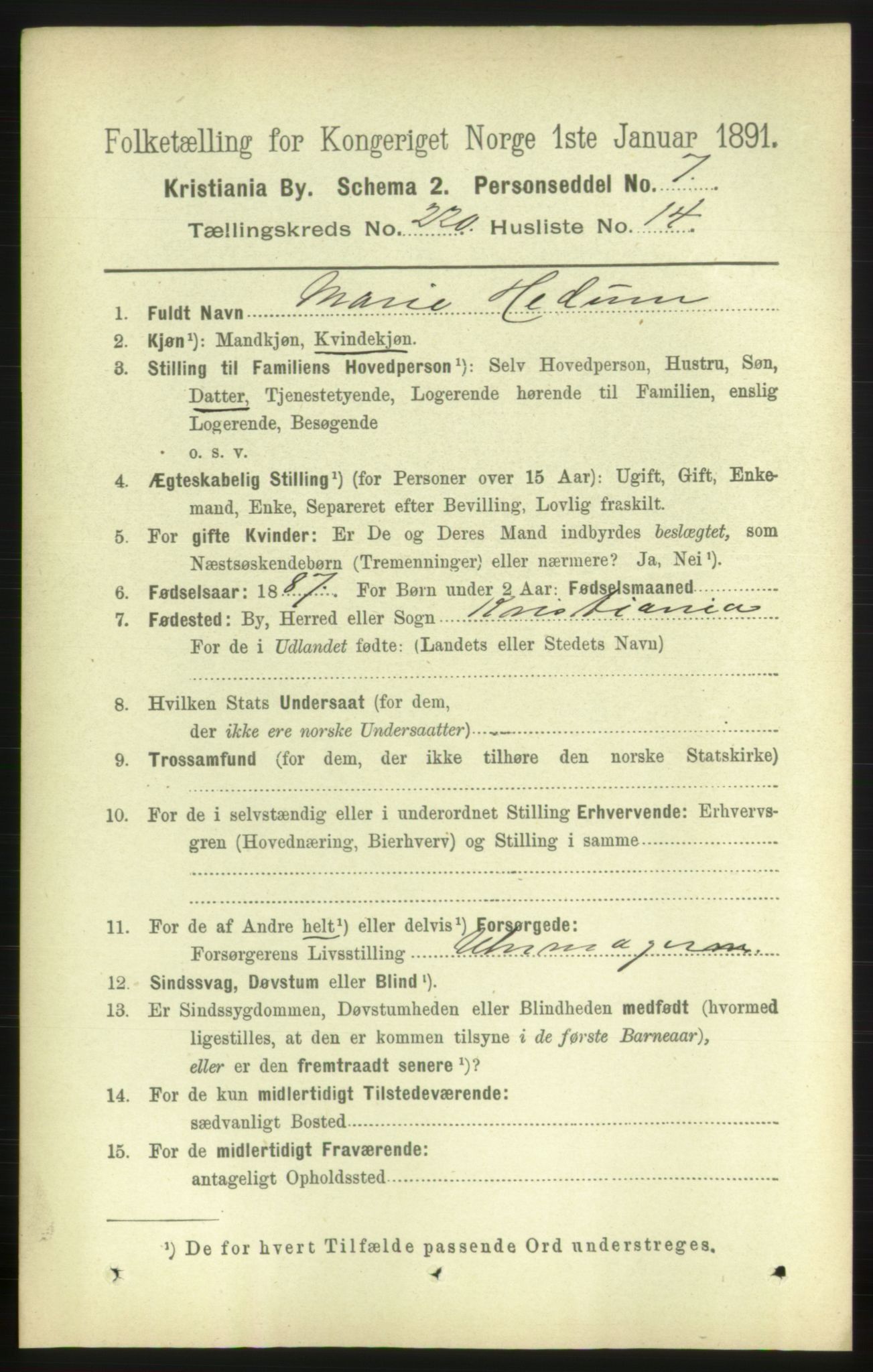 RA, 1891 census for 0301 Kristiania, 1891, p. 131309