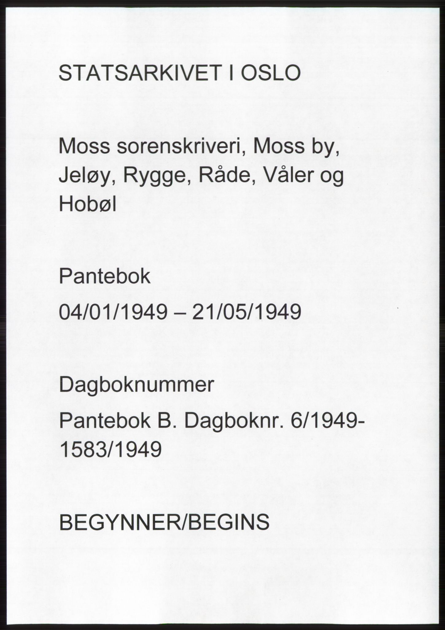 Moss sorenskriveri, AV/SAO-A-10168: Mortgage book no. B21, 1949-1949