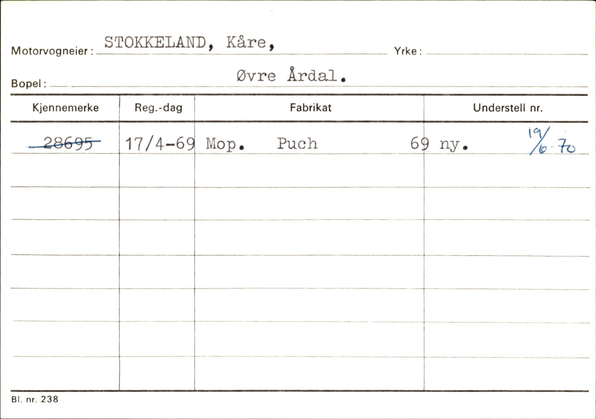 Statens vegvesen, Sogn og Fjordane vegkontor, SAB/A-5301/4/F/L0146: Registerkort Årdal R-Å samt diverse kort, 1945-1975, p. 628