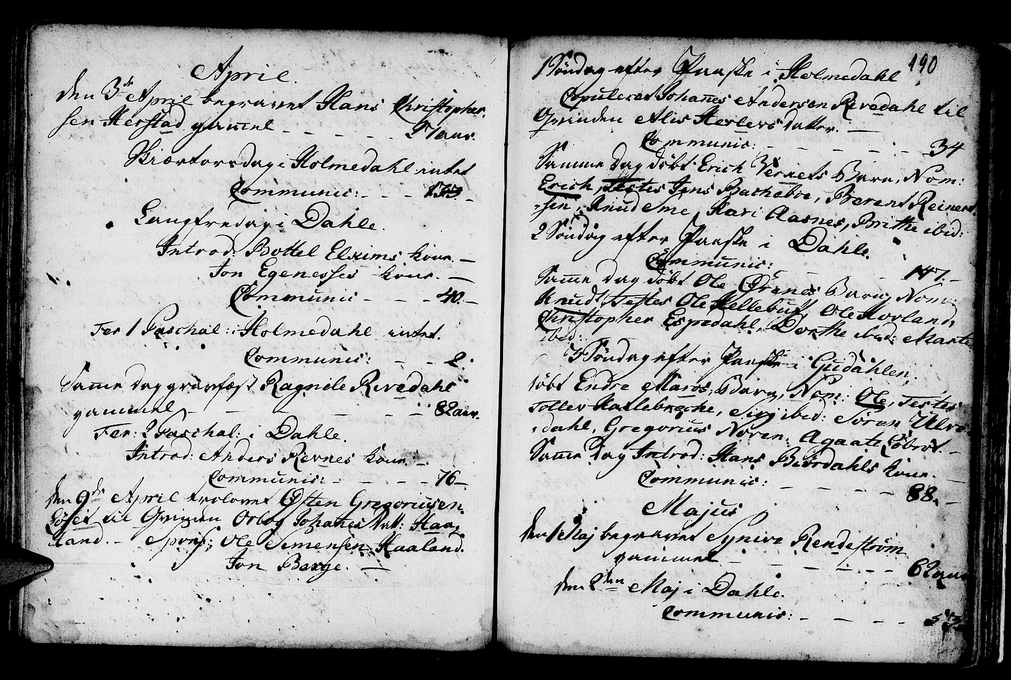 Fjaler sokneprestembete, AV/SAB-A-79801/H/Haa/Haaa/L0001: Parish register (official) no. A 1, 1755-1778, p. 190