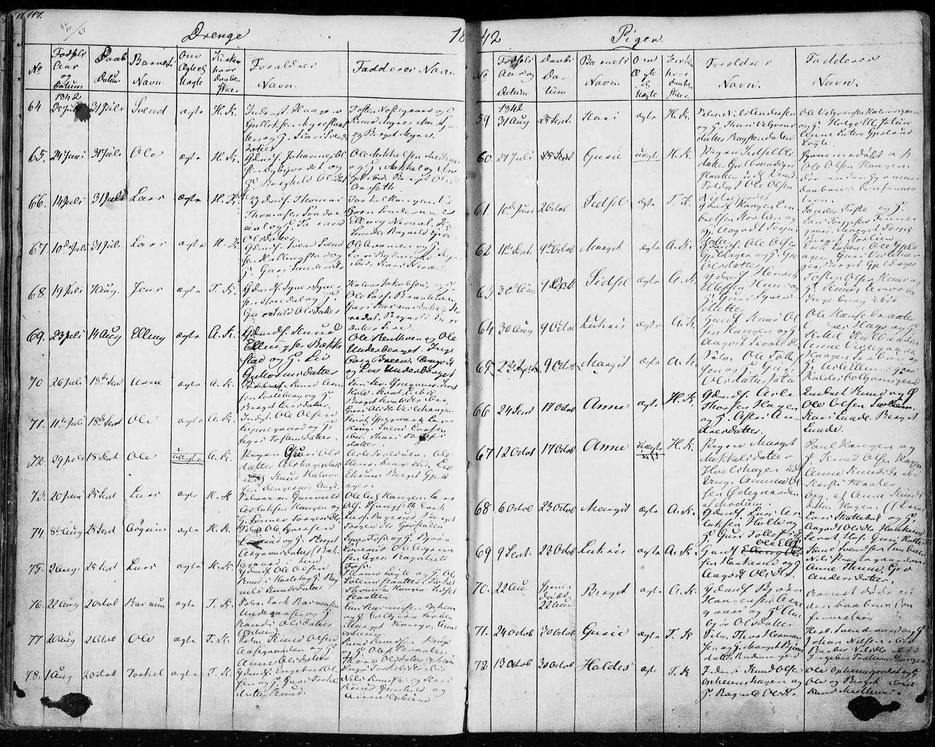 Ål kirkebøker, SAKO/A-249/F/Fa/L0005: Parish register (official) no. I 5, 1825-1848, p. 117