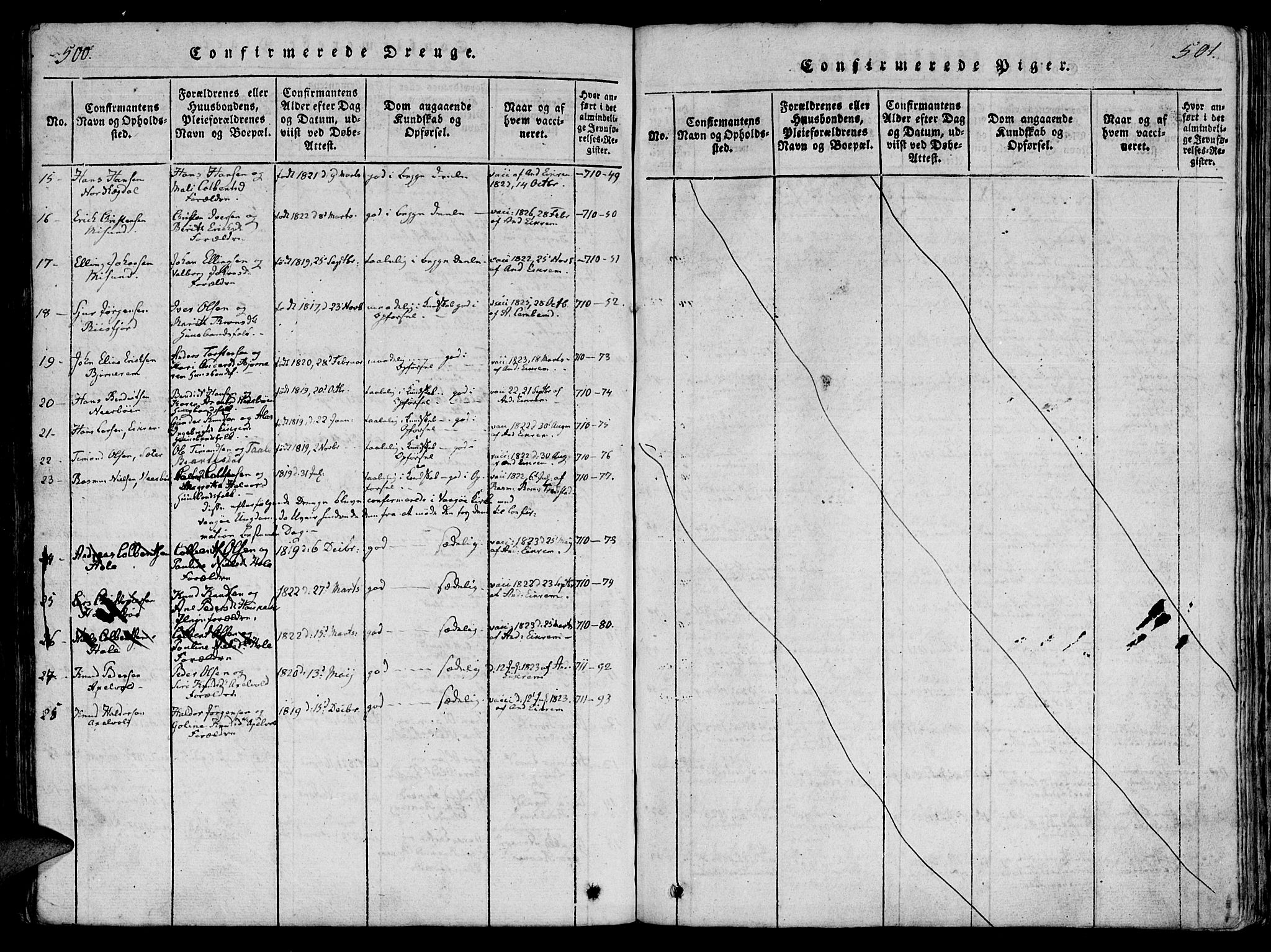 Ministerialprotokoller, klokkerbøker og fødselsregistre - Møre og Romsdal, AV/SAT-A-1454/560/L0718: Parish register (official) no. 560A02, 1817-1844, p. 500-501