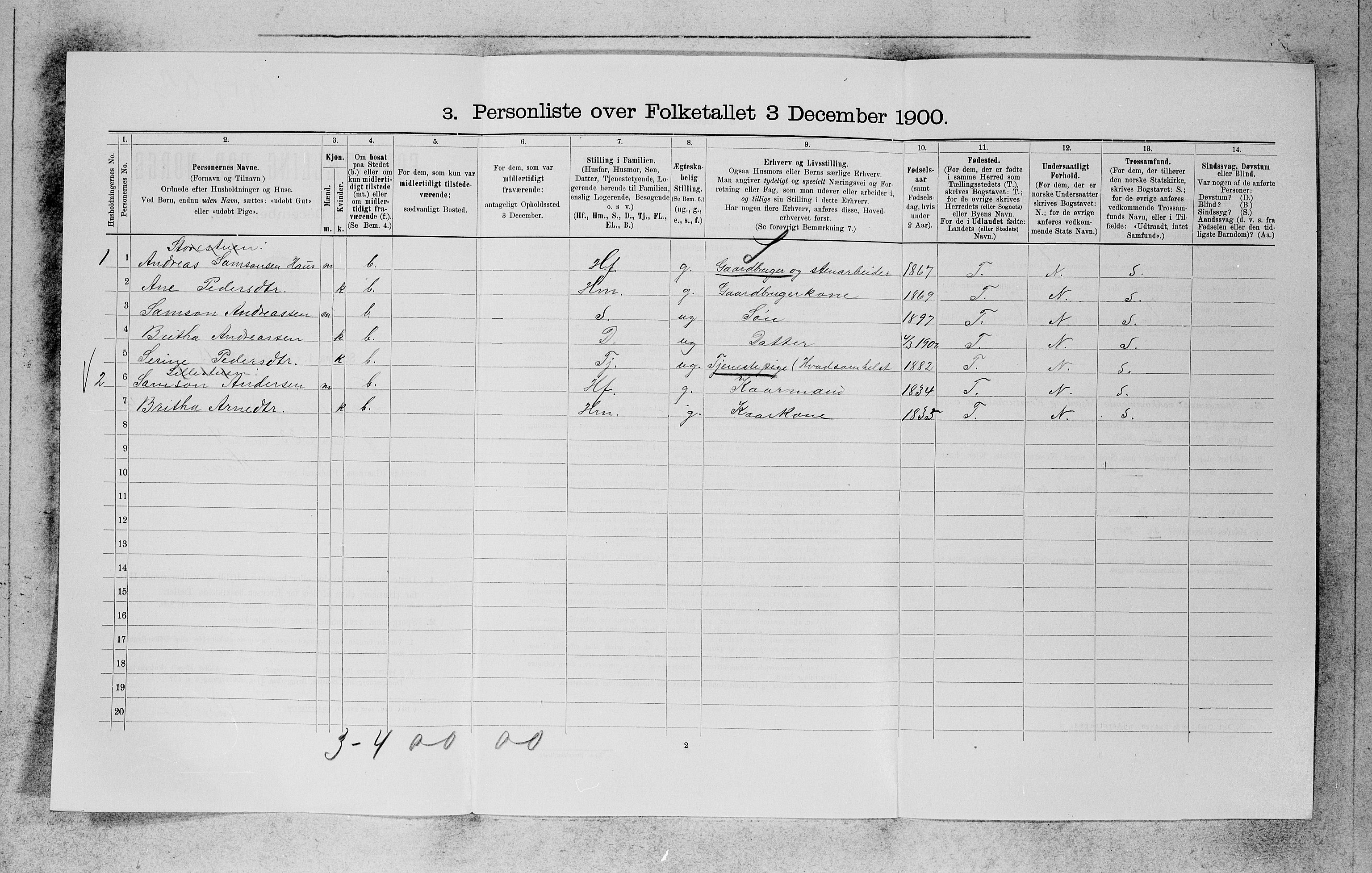 SAB, 1900 census for Davik, 1900, p. 352