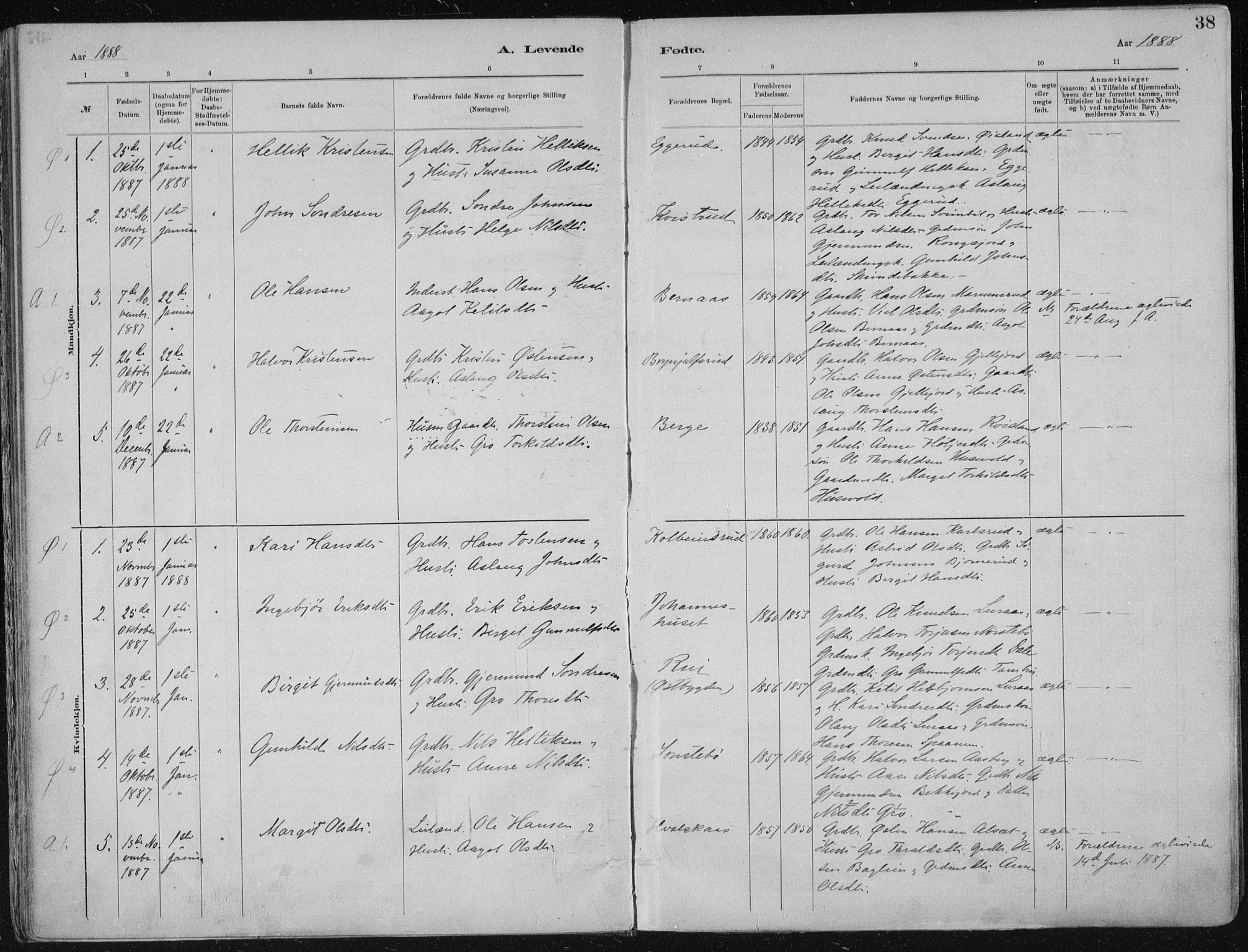 Tinn kirkebøker, AV/SAKO-A-308/F/Fa/L0007: Parish register (official) no. I 7, 1878-1922, p. 38