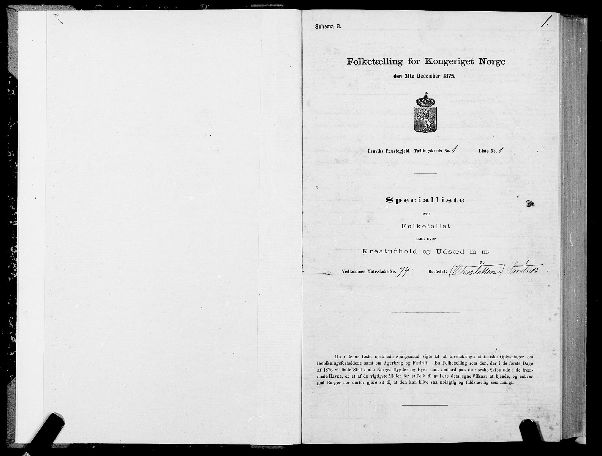 SATØ, 1875 census for 1931P Lenvik, 1875, p. 1001