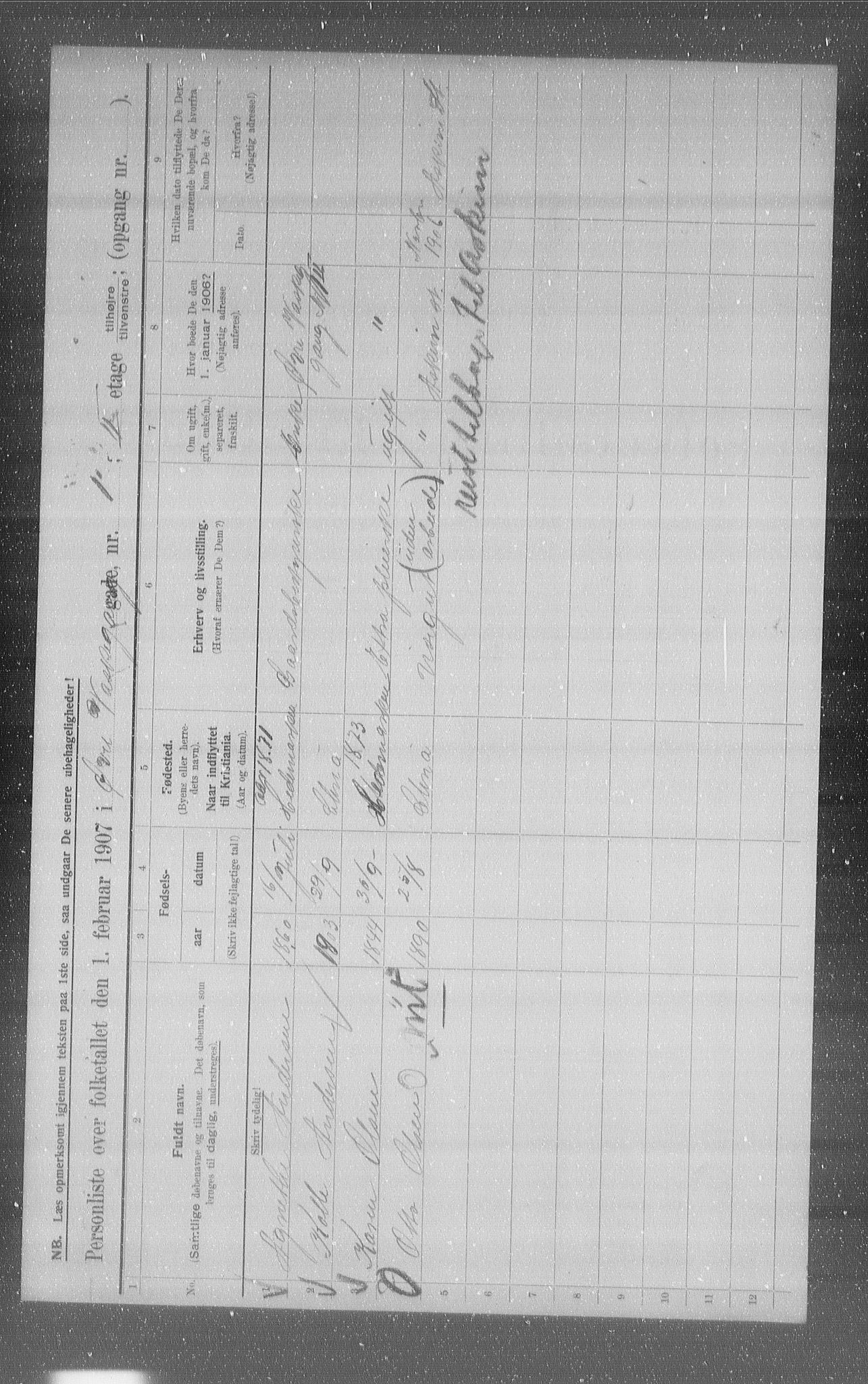 OBA, Municipal Census 1907 for Kristiania, 1907, p. 65950