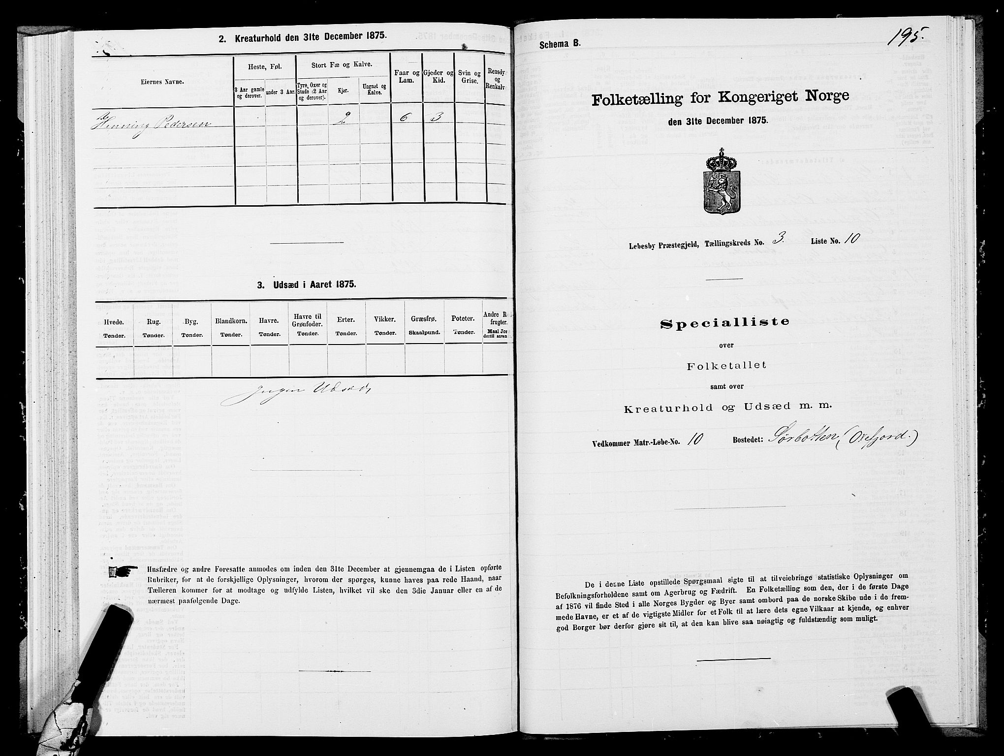 SATØ, 1875 census for 2022P Lebesby, 1875, p. 1195