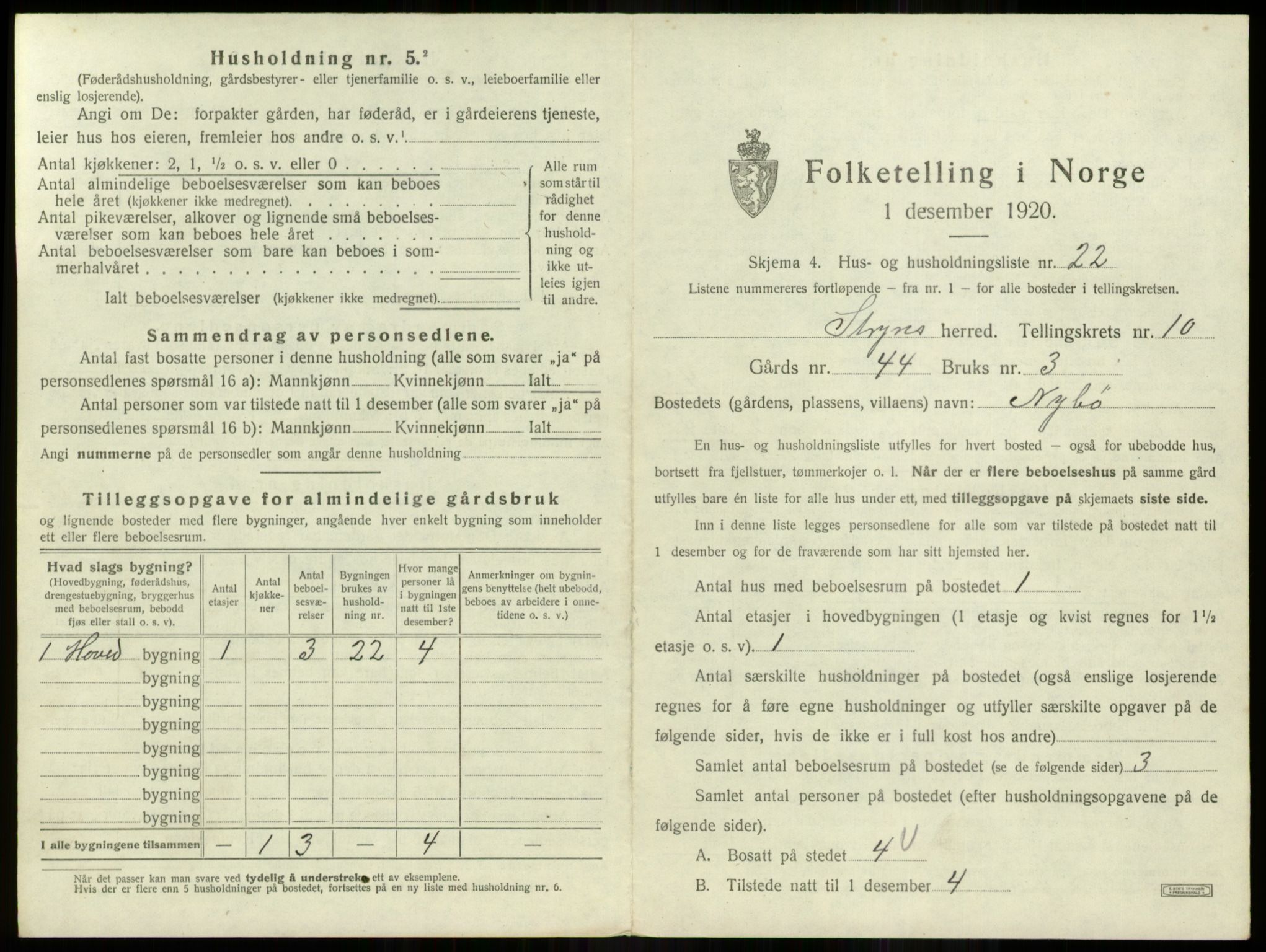 SAB, 1920 census for Stryn, 1920, p. 706