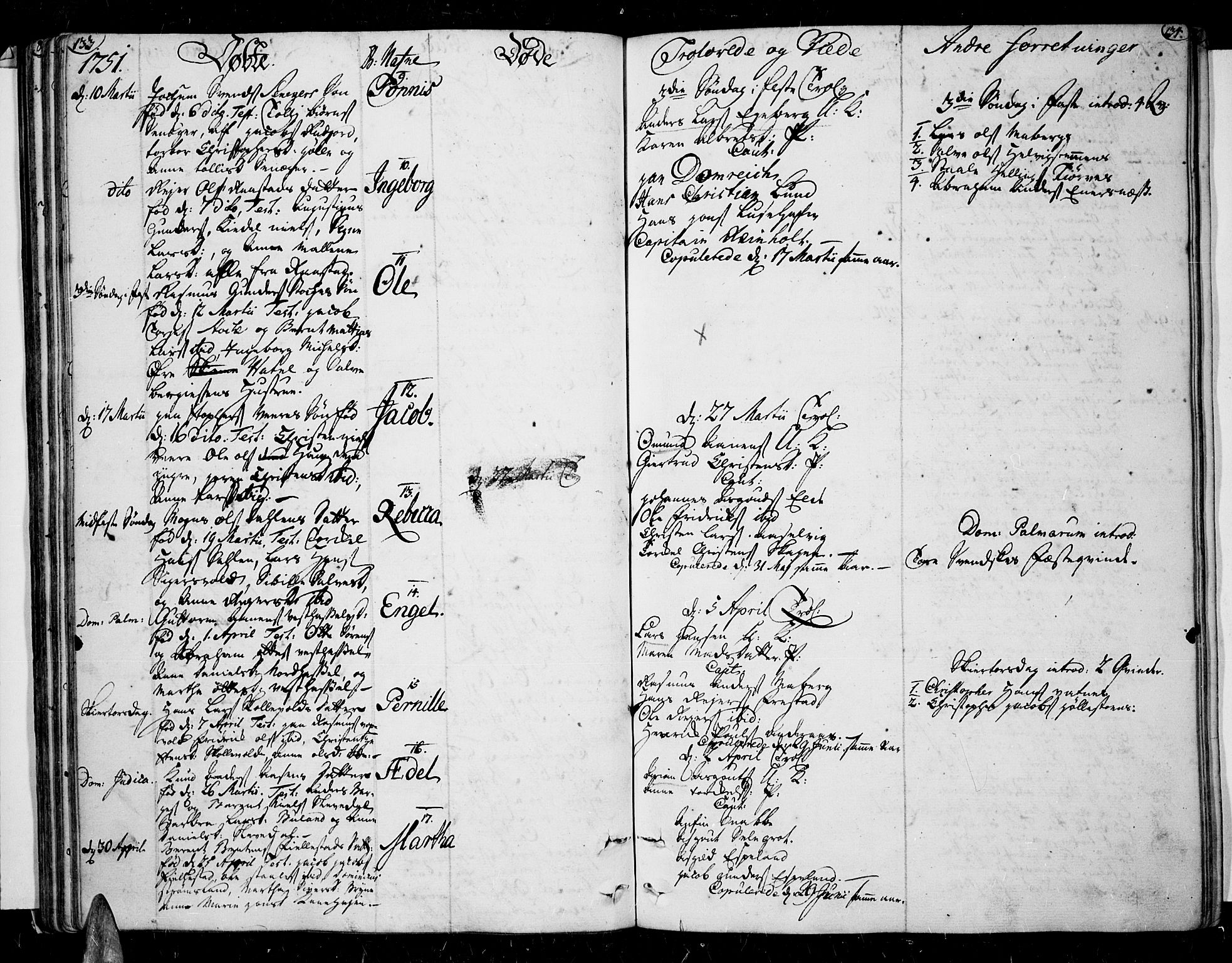 Lista sokneprestkontor, AV/SAK-1111-0027/F/Fa/L0003: Parish register (official) no. A 3 /1, 1743-1767, p. 133-134