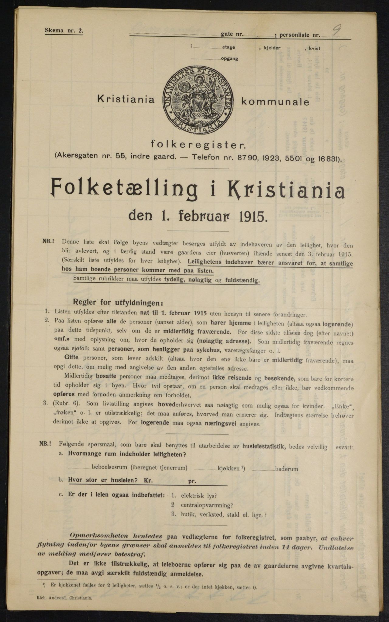 OBA, Municipal Census 1915 for Kristiania, 1915, p. 5510