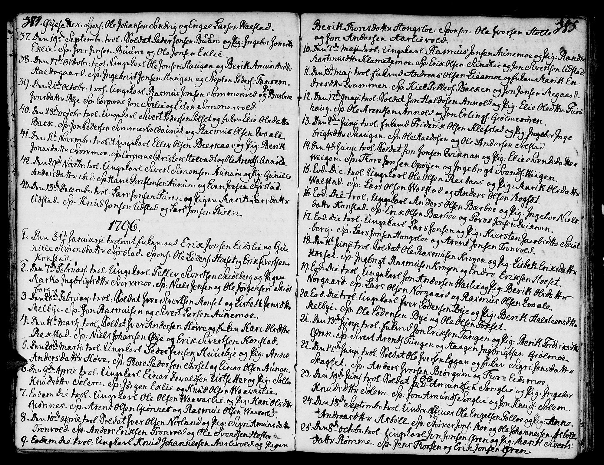 Ministerialprotokoller, klokkerbøker og fødselsregistre - Sør-Trøndelag, SAT/A-1456/668/L0802: Parish register (official) no. 668A02, 1776-1799, p. 384-385