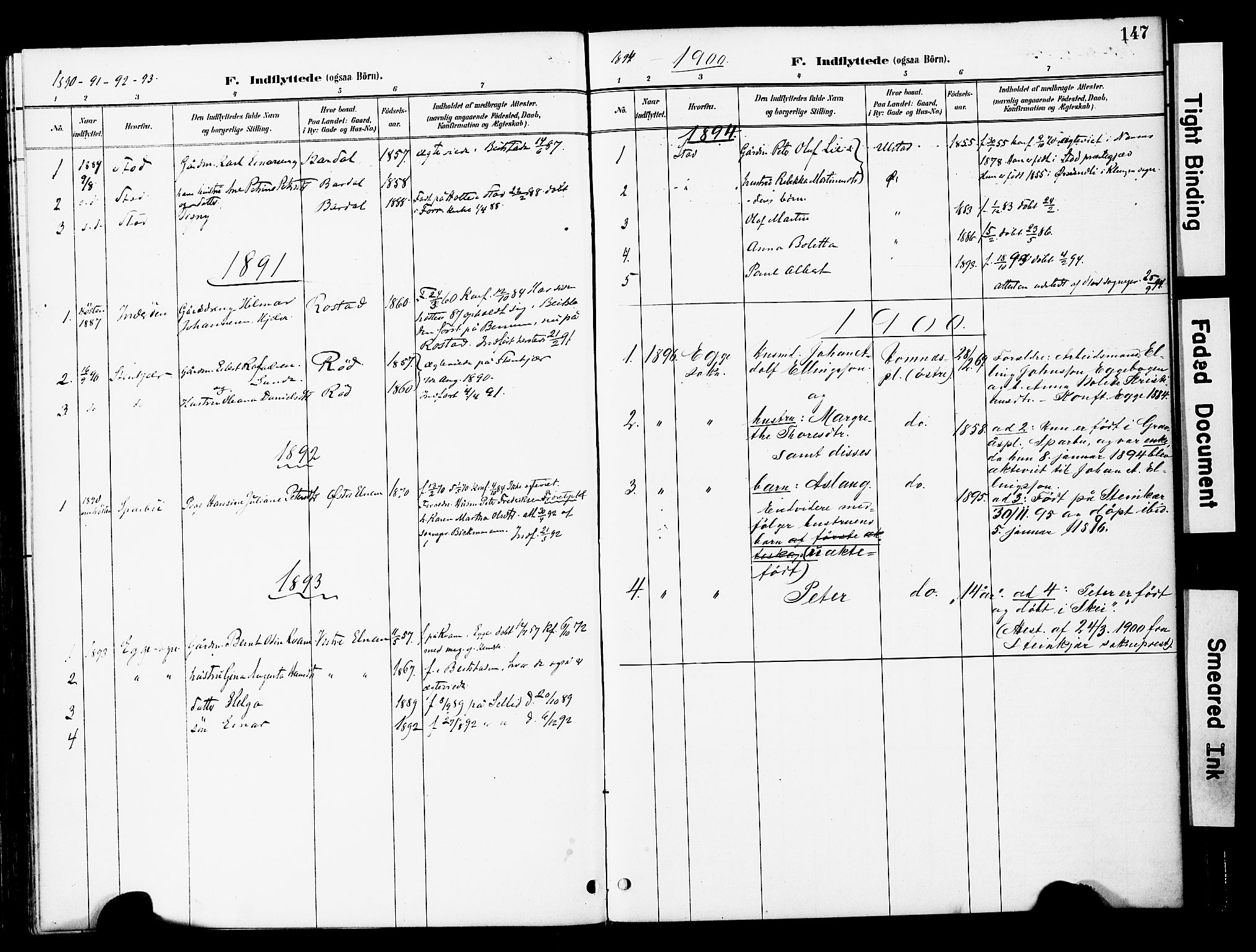 Ministerialprotokoller, klokkerbøker og fødselsregistre - Nord-Trøndelag, SAT/A-1458/741/L0396: Parish register (official) no. 741A10, 1889-1901, p. 147