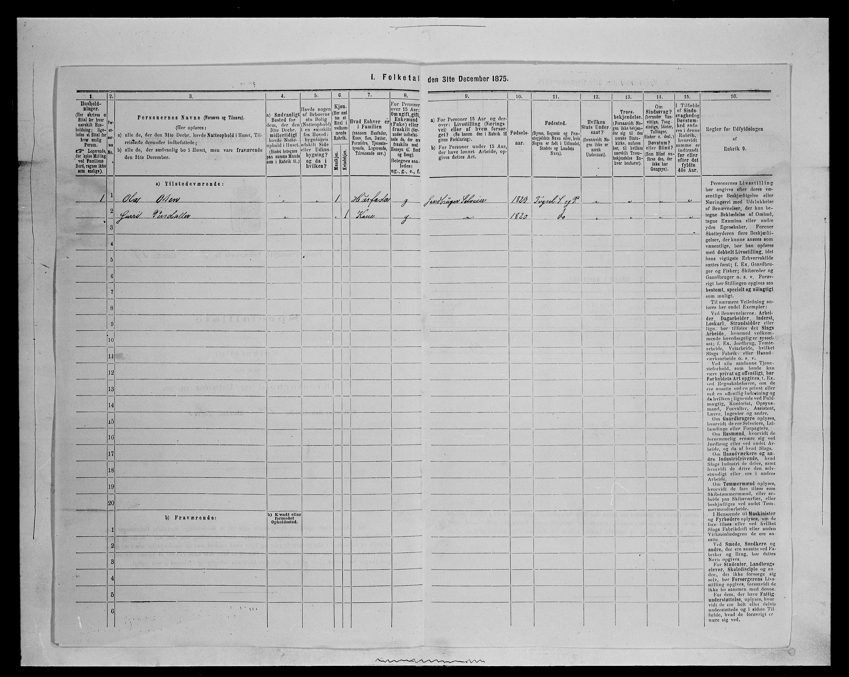 SAH, 1875 census for 0428P Trysil, 1875, p. 834