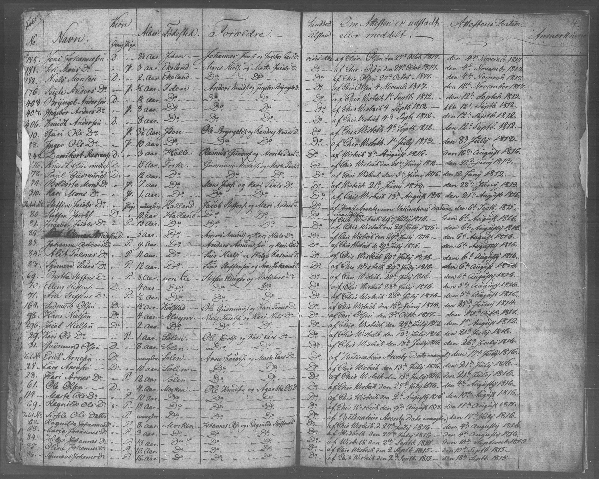 Manger sokneprestembete, SAB/A-76801/H/Haa: Parish register (official) no. A 9, 1812-1821, p. 4