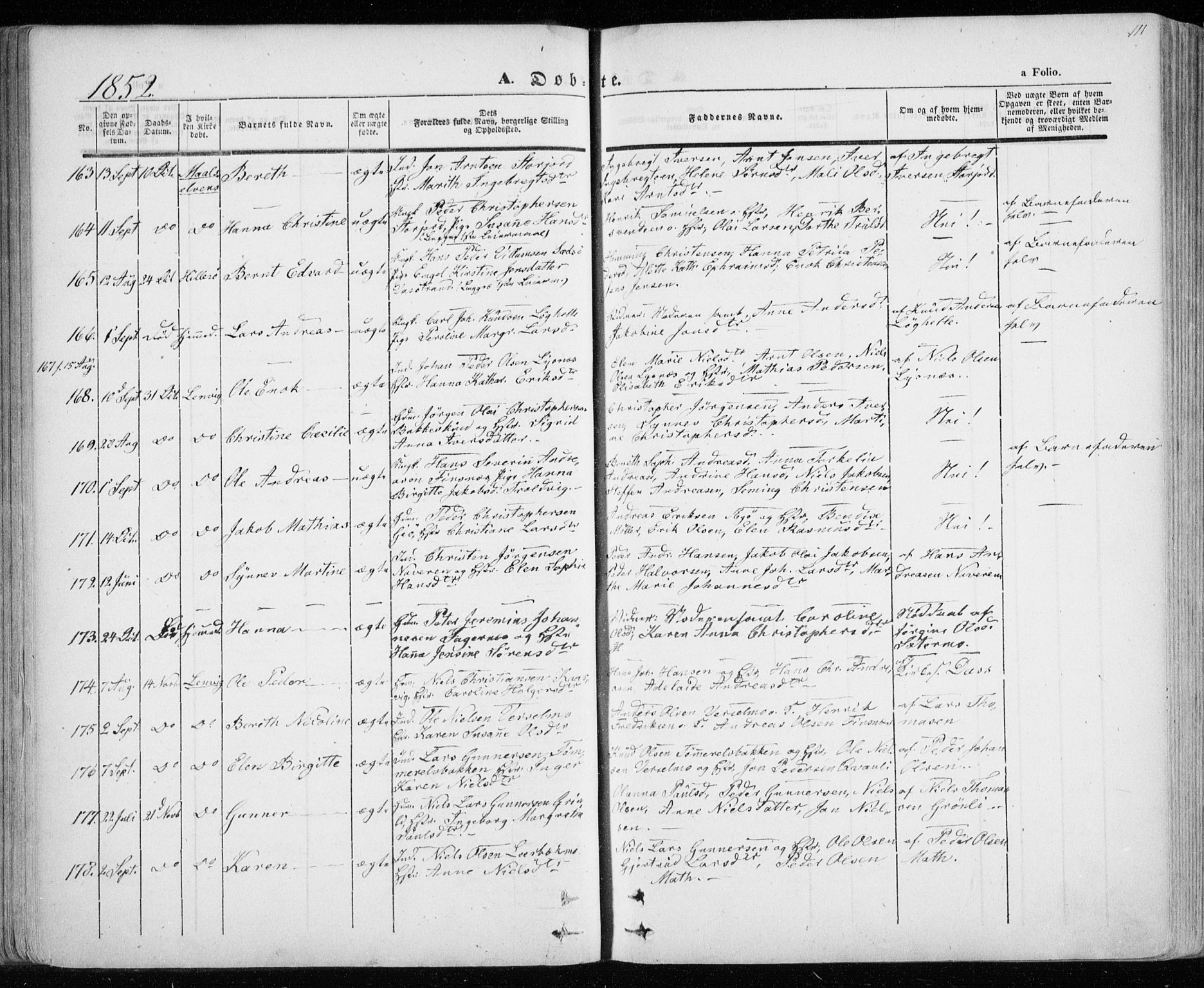 Lenvik sokneprestembete, SATØ/S-1310/H/Ha/Haa/L0006kirke: Parish register (official) no. 6, 1845-1854, p. 111