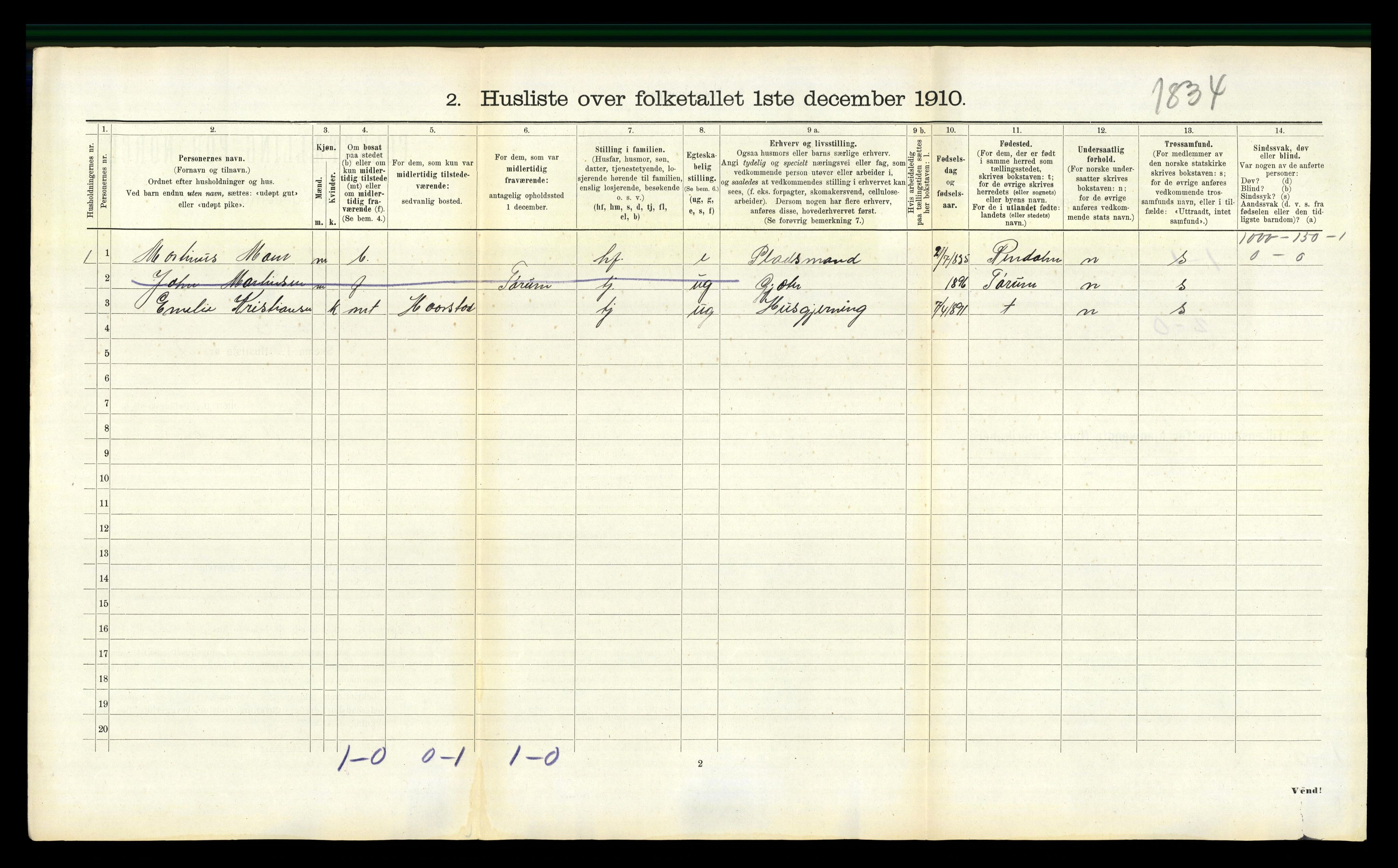 RA, 1910 census for Aa, 1910, p. 289