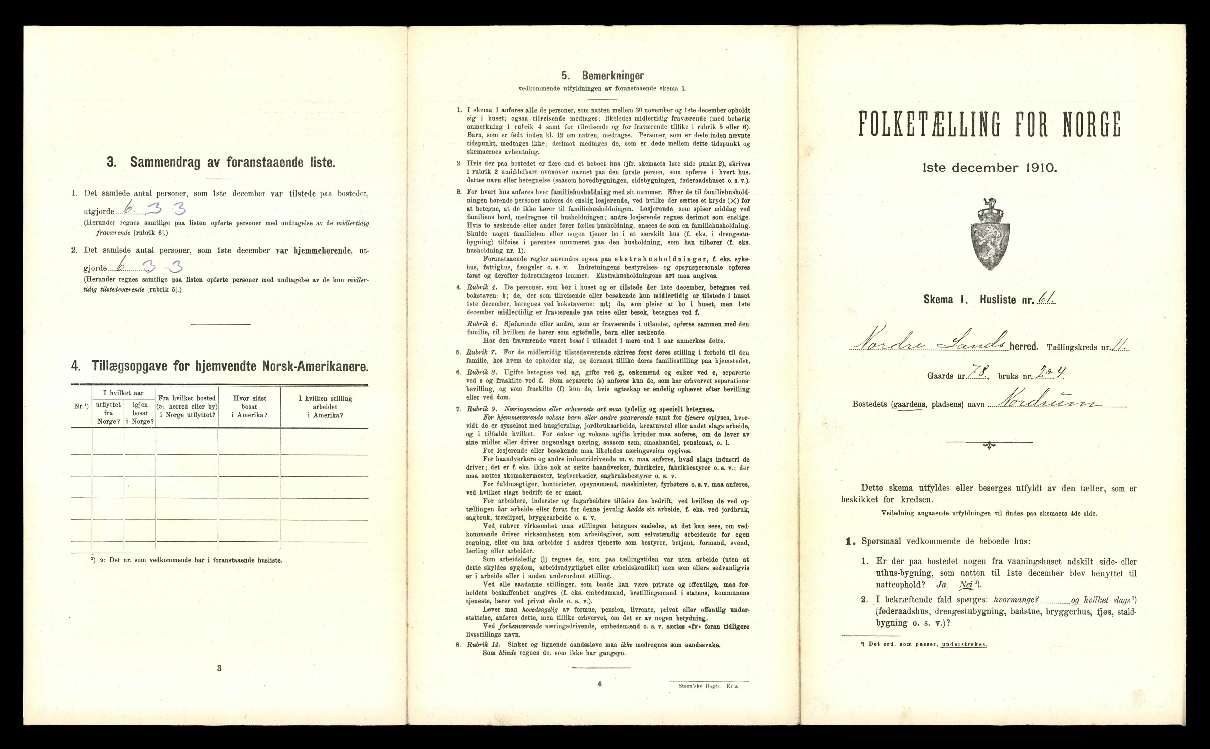 RA, 1910 census for Nordre Land, 1910, p. 1227