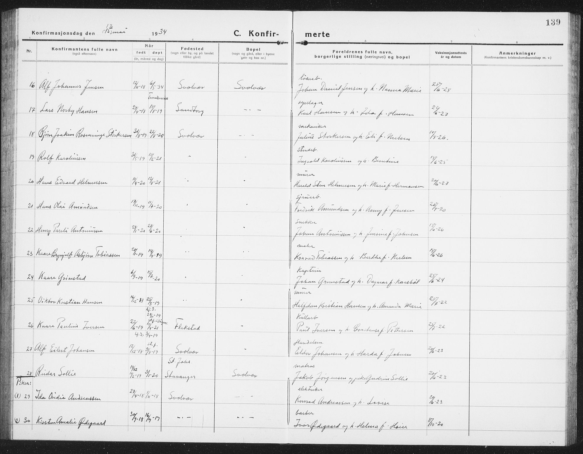 Ministerialprotokoller, klokkerbøker og fødselsregistre - Nordland, AV/SAT-A-1459/877/L1117: Parish register (copy) no. 877C01, 1923-1942, p. 139