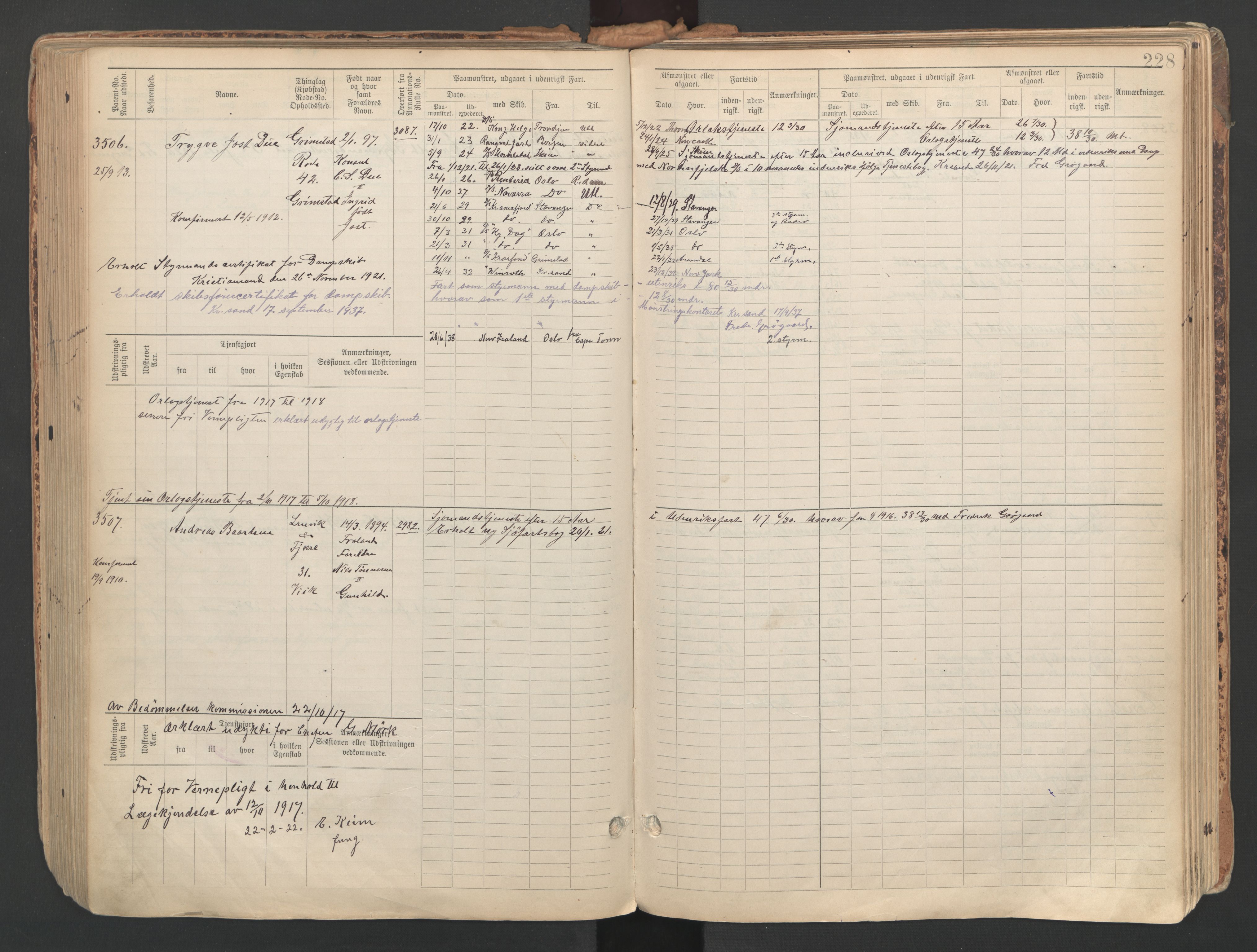 Grimstad mønstringskrets, AV/SAK-2031-0013/F/Fb/L0013: Hovedrulle A nr 3052-3814, V-26, 1900-1943, p. 241