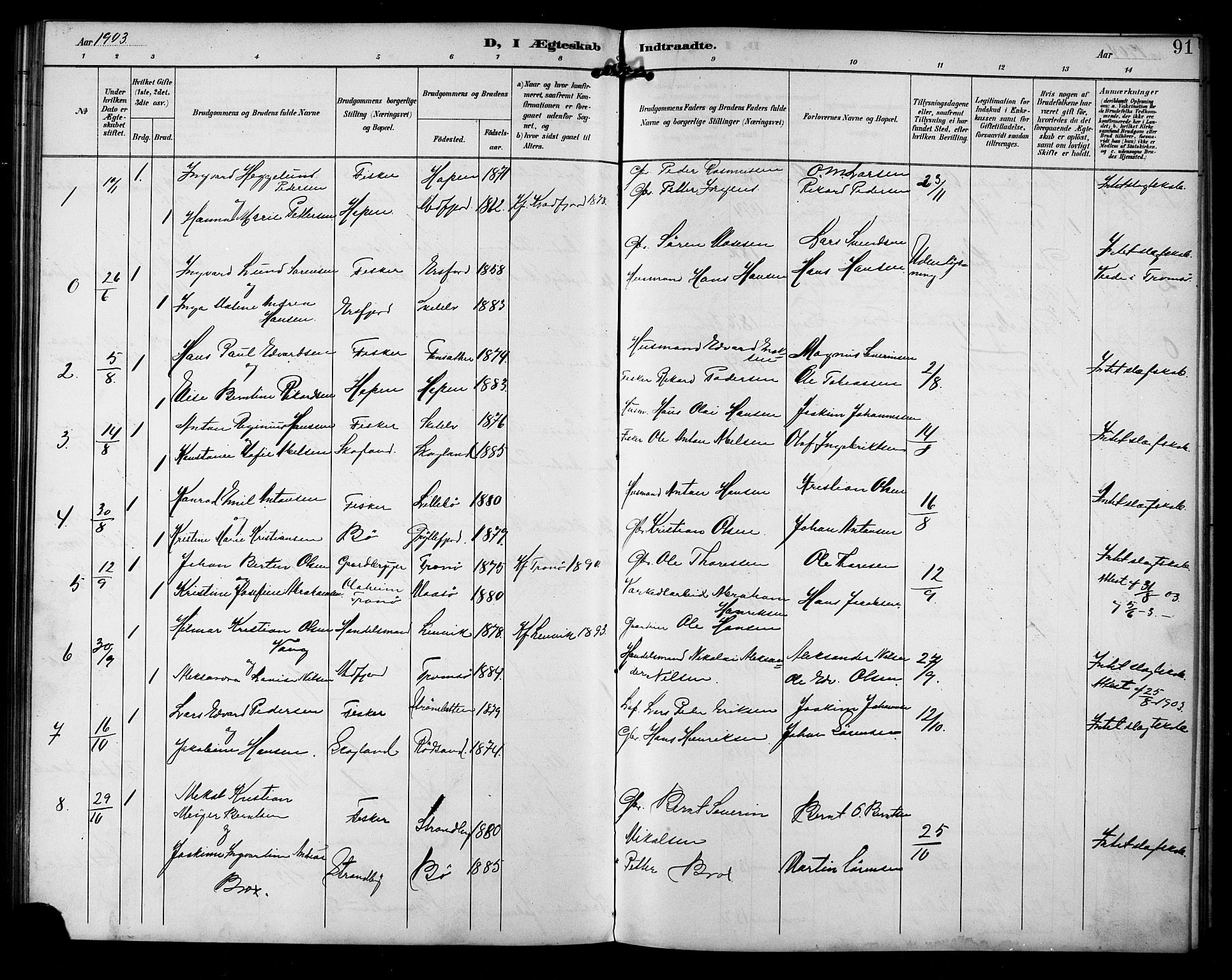 Berg sokneprestkontor, SATØ/S-1318/G/Ga/Gab/L0005klokker: Parish register (copy) no. 5, 1898-1911, p. 91