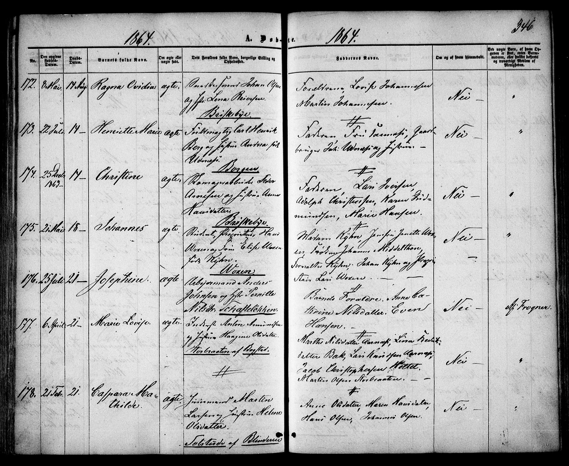 Vestre Aker prestekontor Kirkebøker, SAO/A-10025/F/Fa/L0003: Parish register (official) no. 3, 1857-1868, p. 346