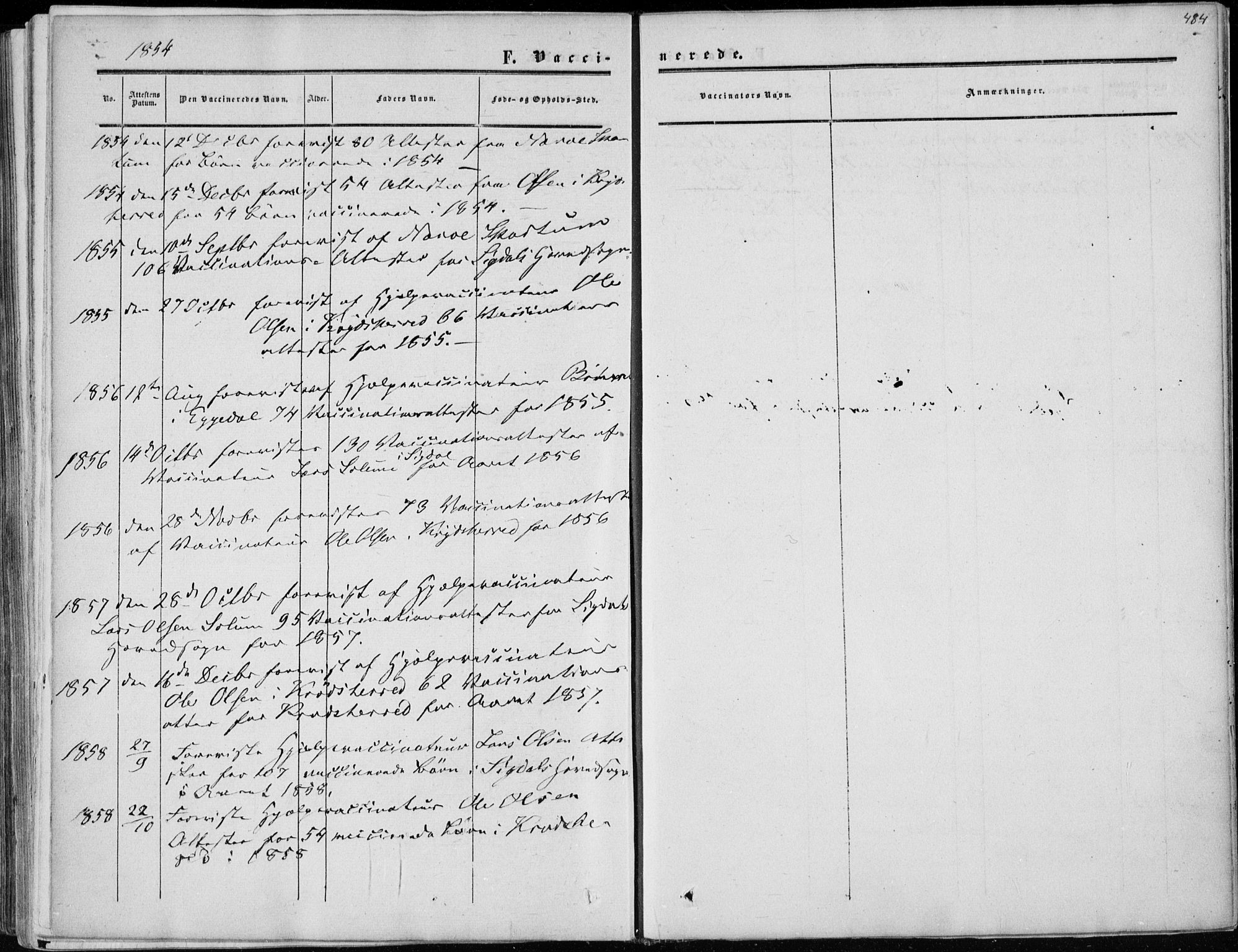 Sigdal kirkebøker, SAKO/A-245/F/Fa/L0008: Parish register (official) no. I 8, 1850-1859, p. 484
