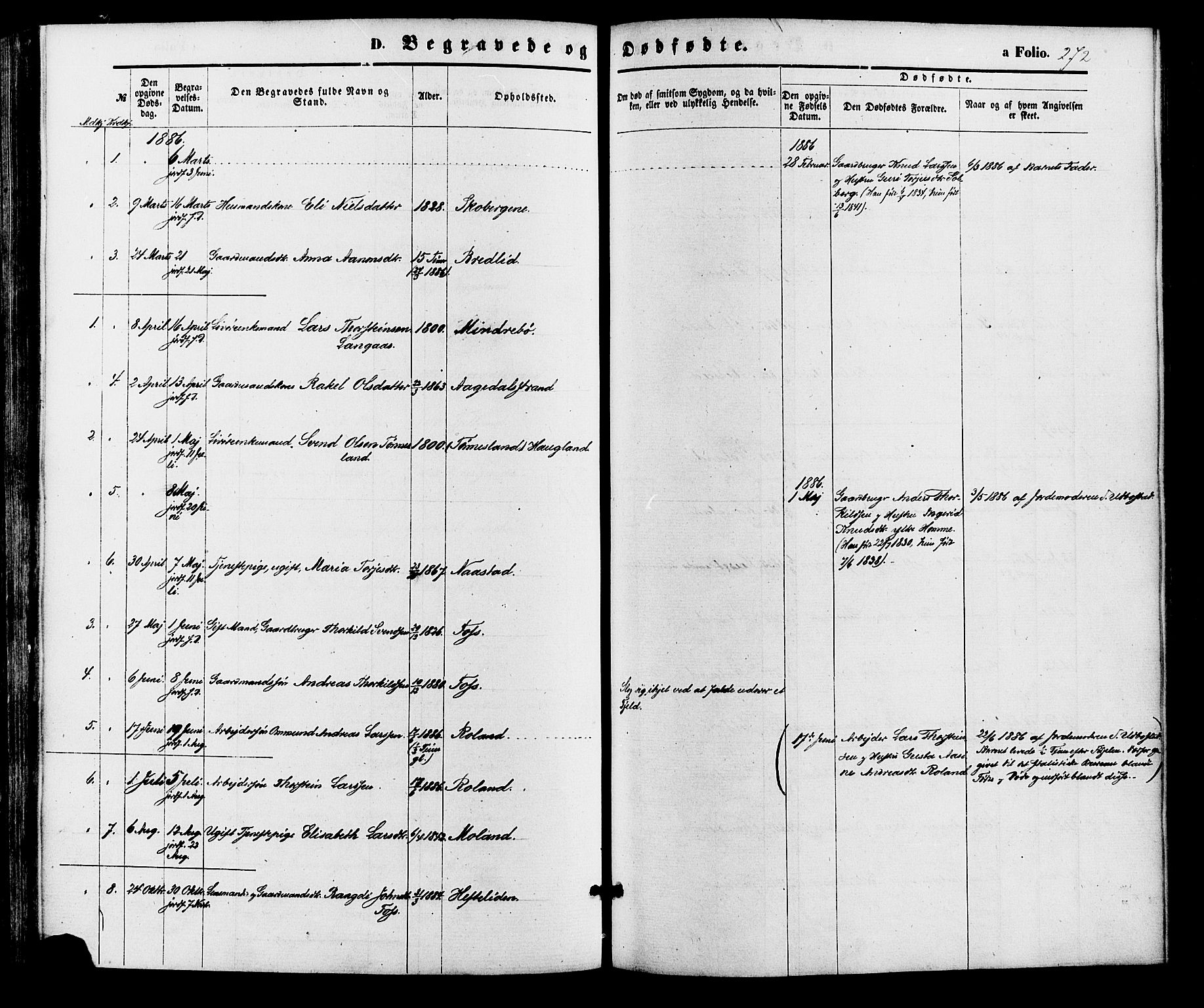 Bjelland sokneprestkontor, SAK/1111-0005/F/Fa/Faa/L0003: Parish register (official) no. A 3, 1867-1887, p. 272