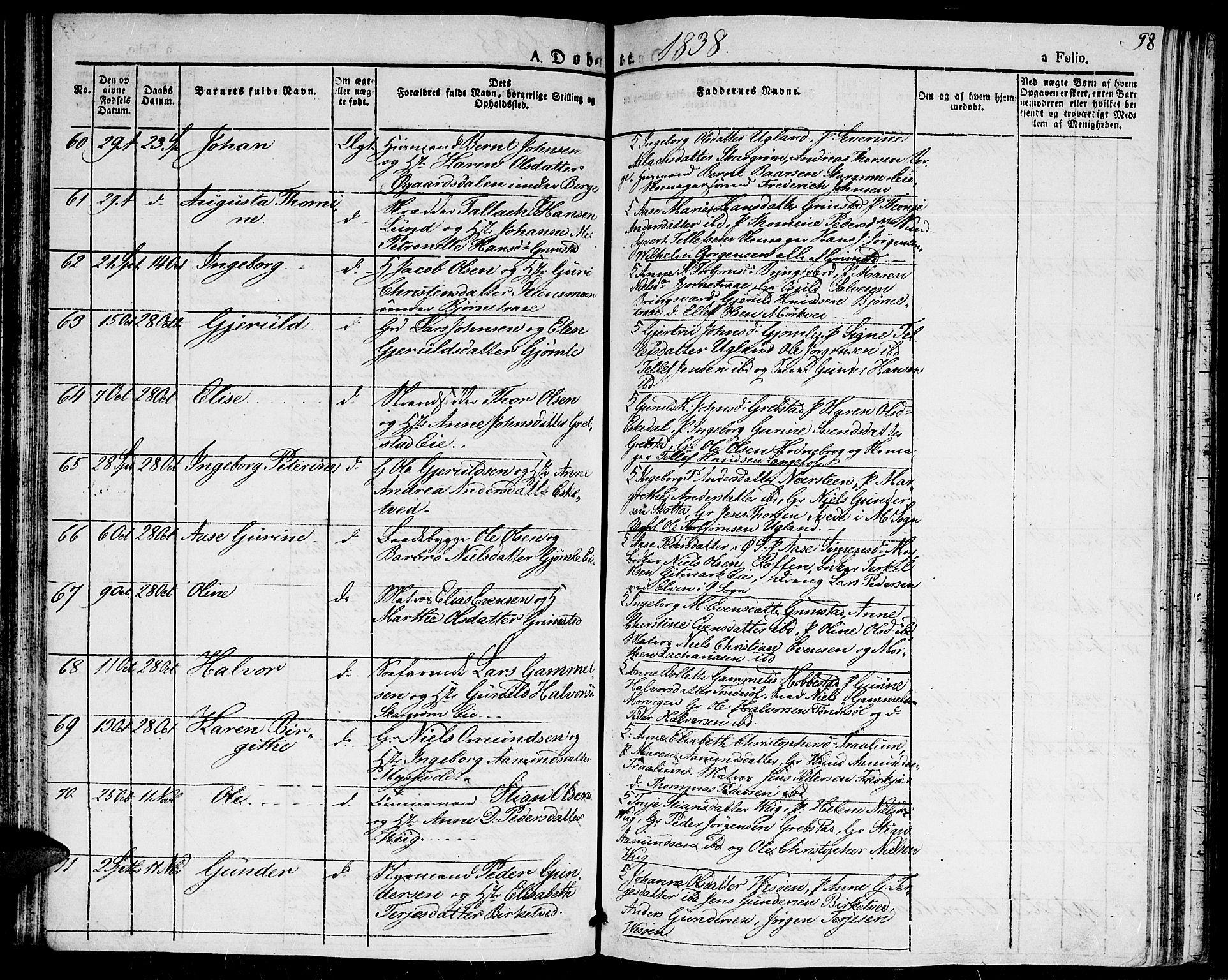 Fjære sokneprestkontor, AV/SAK-1111-0011/F/Fa/L0002: Parish register (official) no. A 2, 1827-1839, p. 98