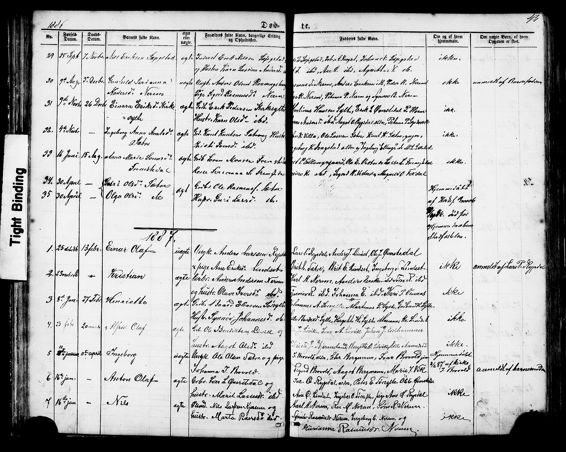 Ministerialprotokoller, klokkerbøker og fødselsregistre - Møre og Romsdal, AV/SAT-A-1454/541/L0547: Parish register (copy) no. 541C02, 1867-1921, p. 43