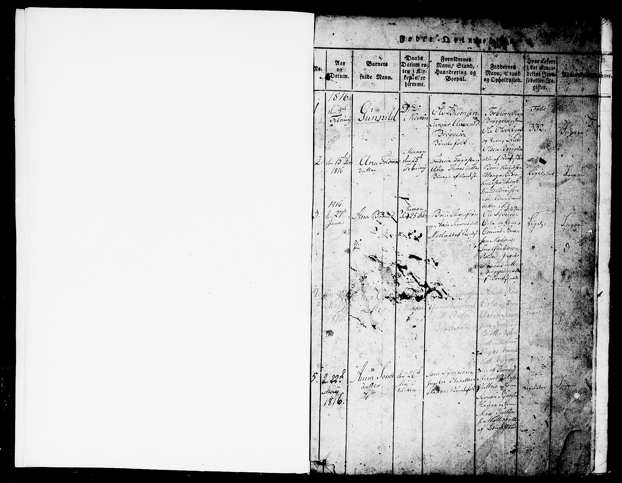 Hægebostad sokneprestkontor, SAK/1111-0024/F/Fb/Fbb/L0001: Parish register (copy) no. B 1, 1816-1850, p. 1