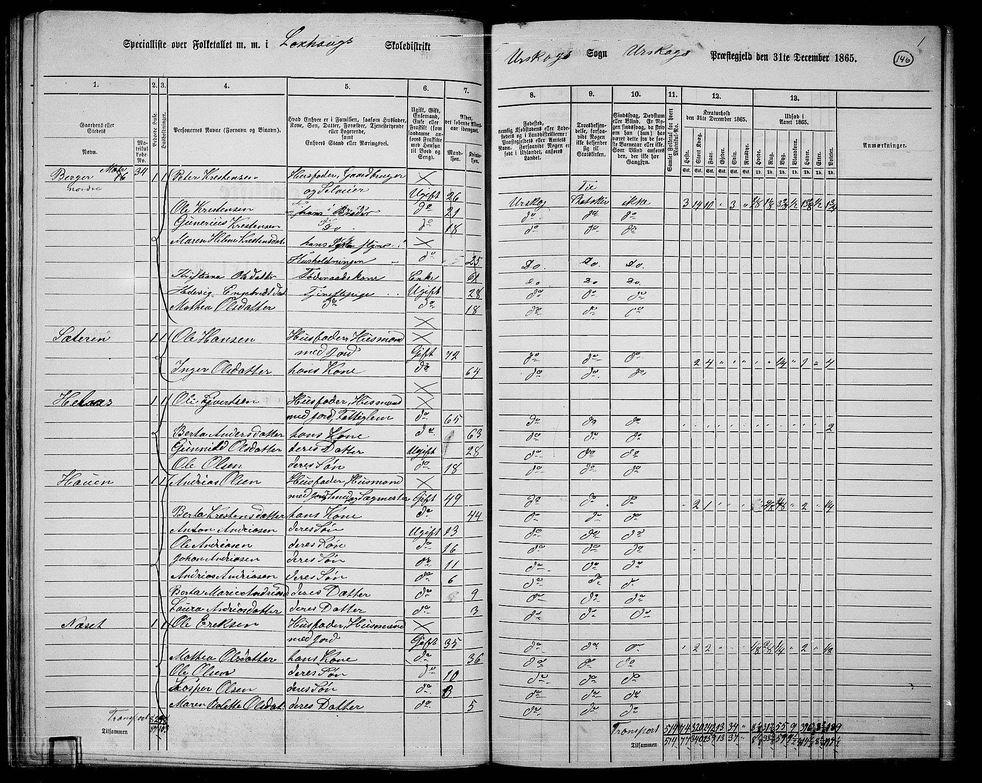 RA, 1865 census for Aurskog, 1865, p. 133