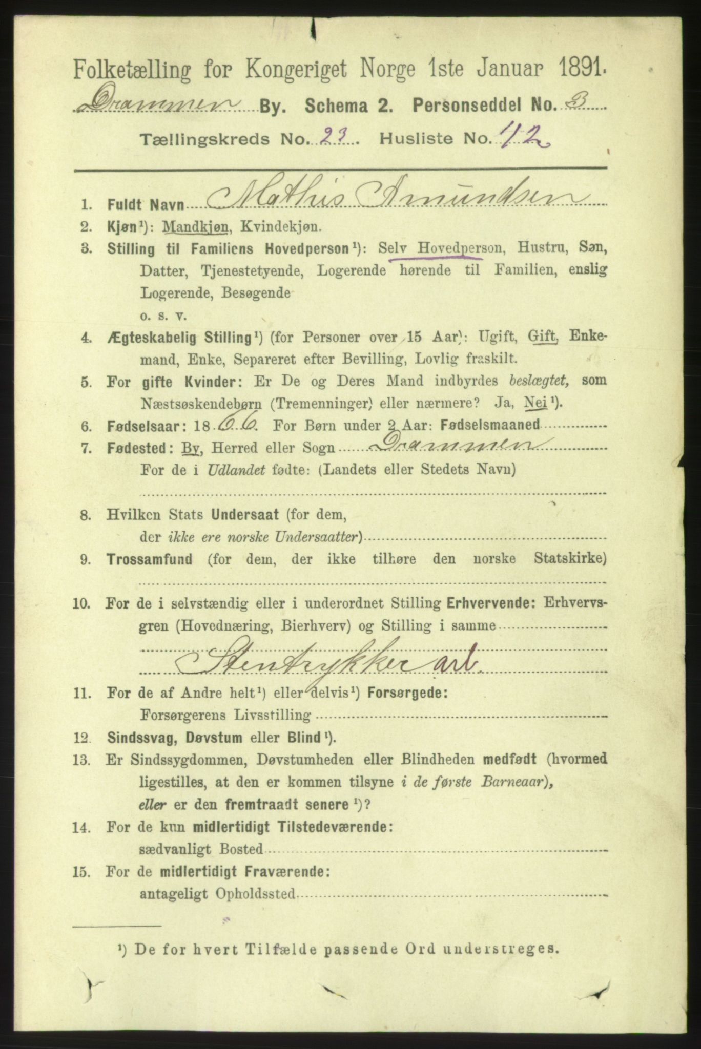 RA, 1891 census for 0602 Drammen, 1891, p. 14713