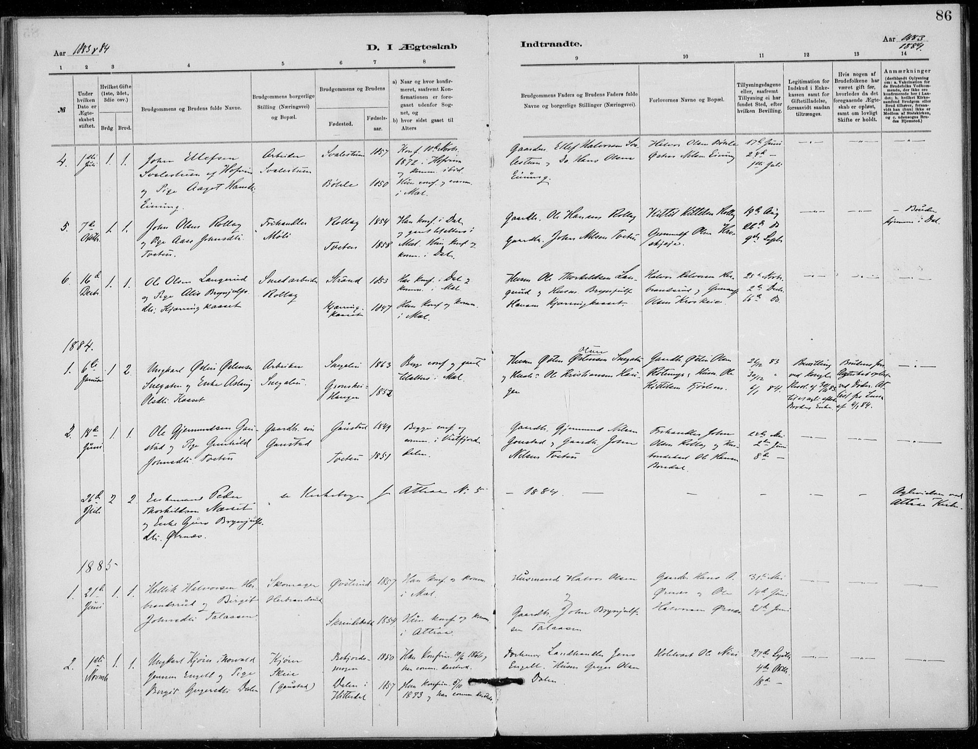 Tinn kirkebøker, AV/SAKO-A-308/F/Fb/L0002: Parish register (official) no. II 2, 1878-1917, p. 86