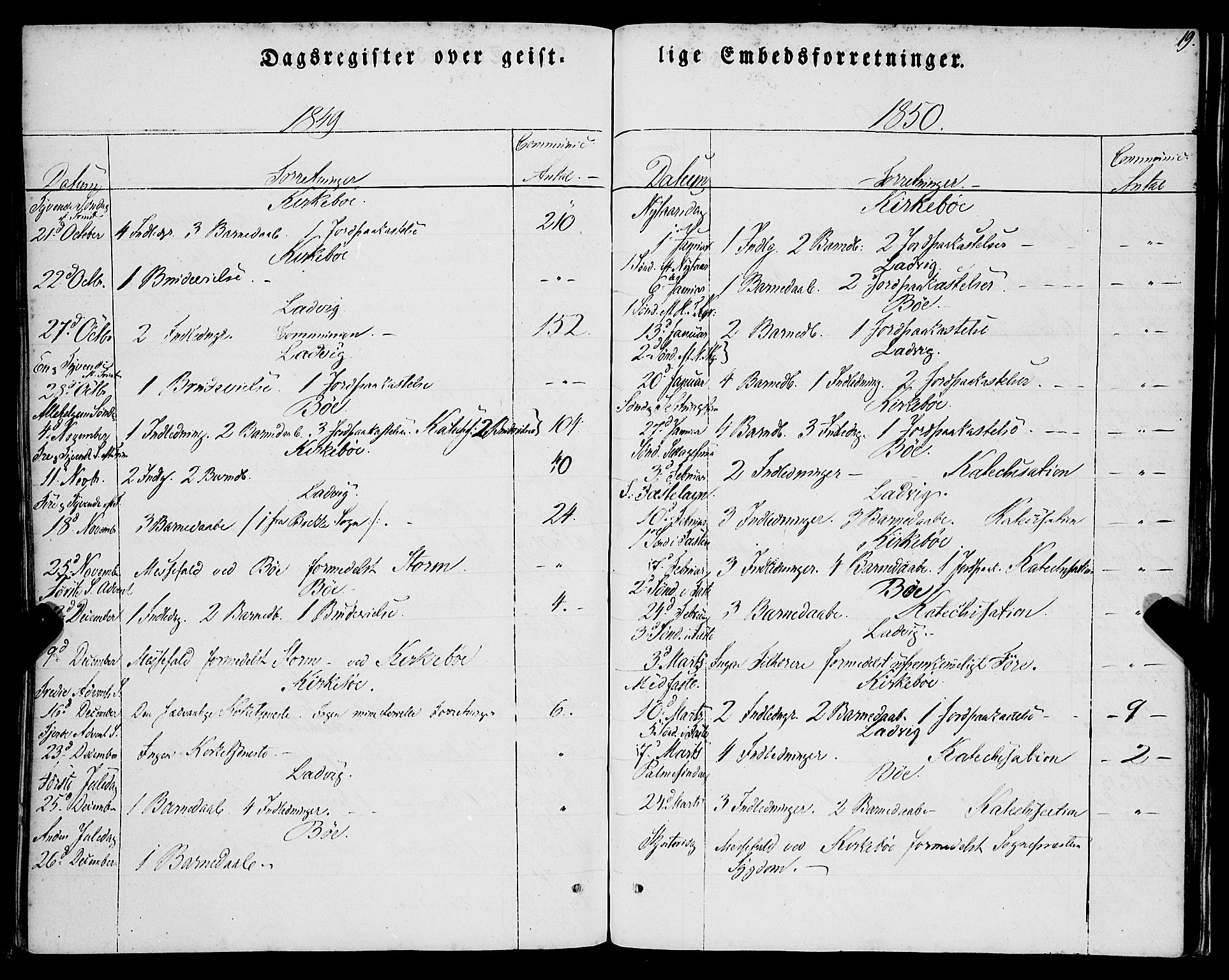 Lavik sokneprestembete, SAB/A-80901: Parish register (official) no. A 3, 1843-1863, p. 19