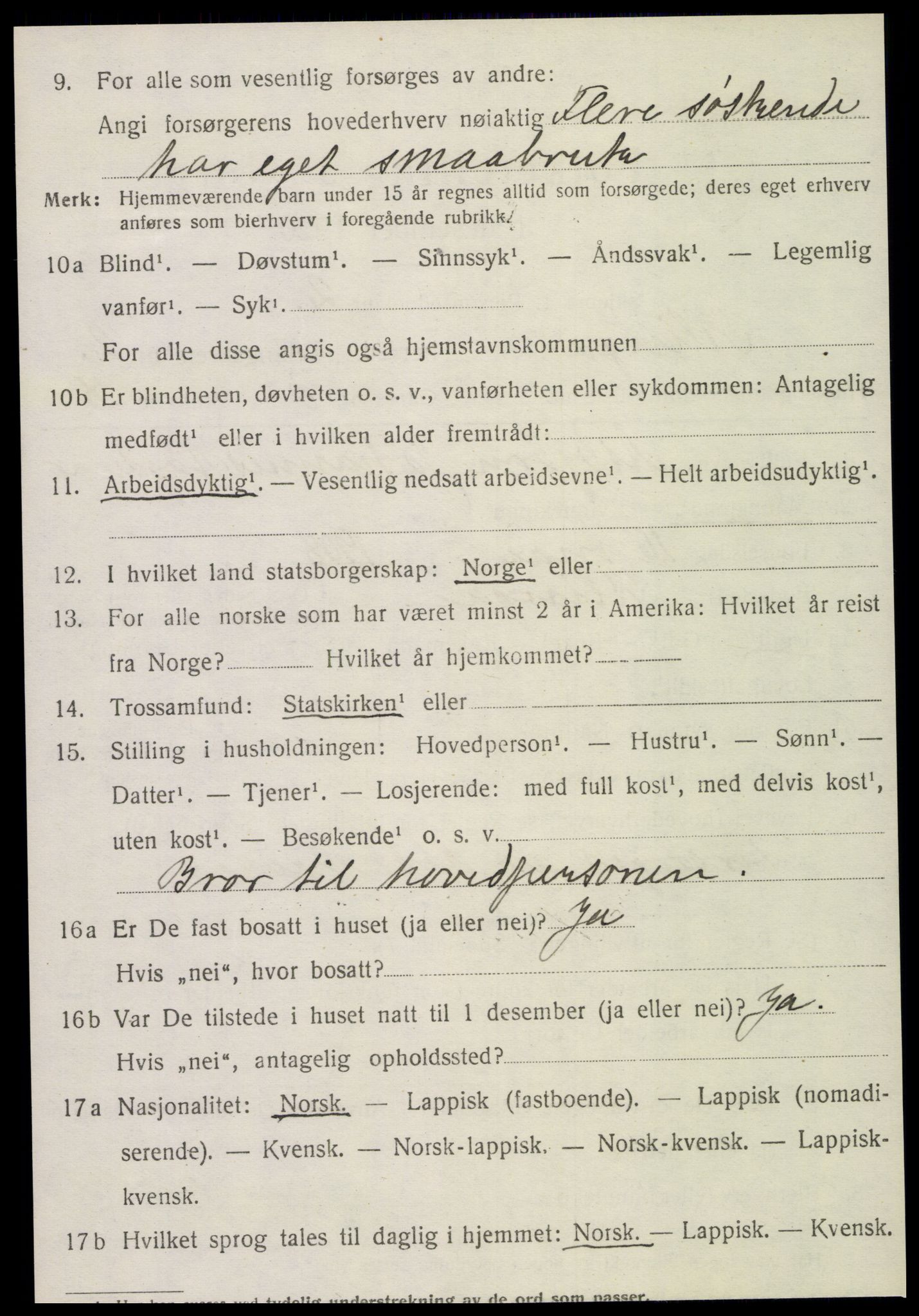 SAT, 1920 census for Klinga, 1920, p. 1458
