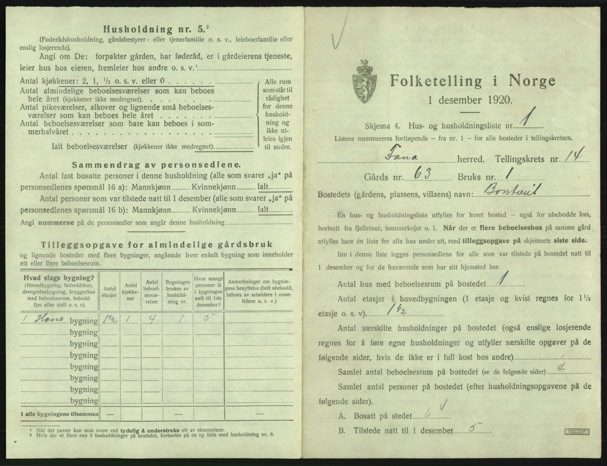 SAB, 1920 census for Fana, 1920, p. 2403
