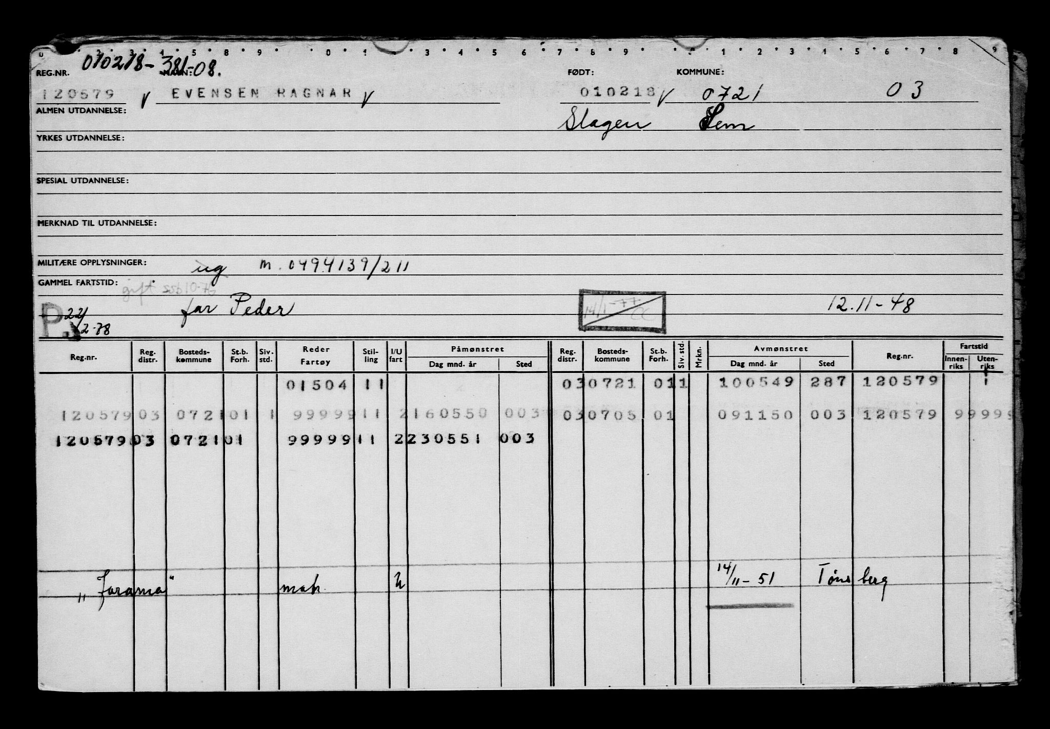 Direktoratet for sjømenn, AV/RA-S-3545/G/Gb/L0155: Hovedkort, 1918, p. 251