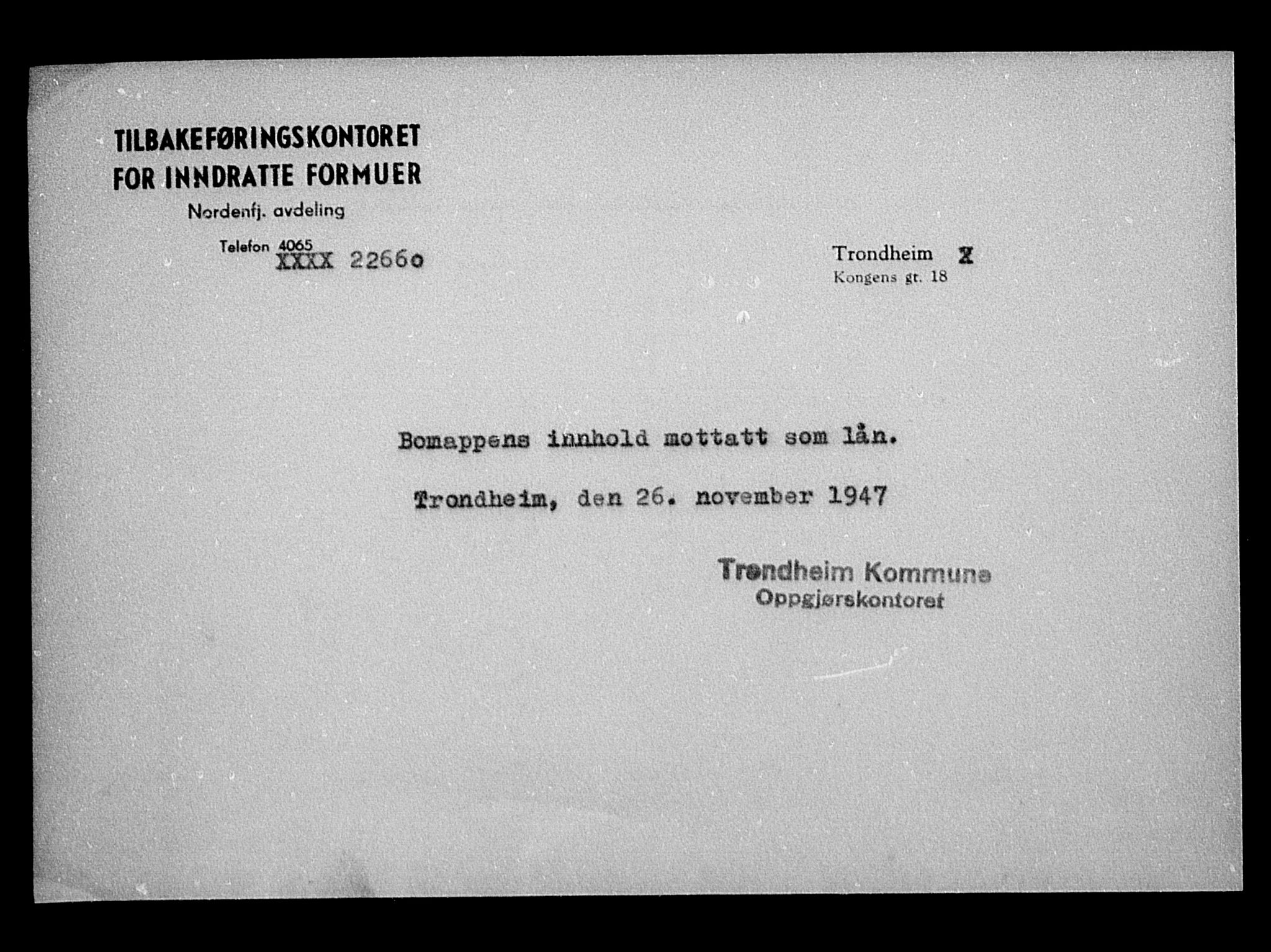 Justisdepartementet, Tilbakeføringskontoret for inndratte formuer, AV/RA-S-1564/H/Hc/Hca/L0909: --, 1945-1947, p. 3