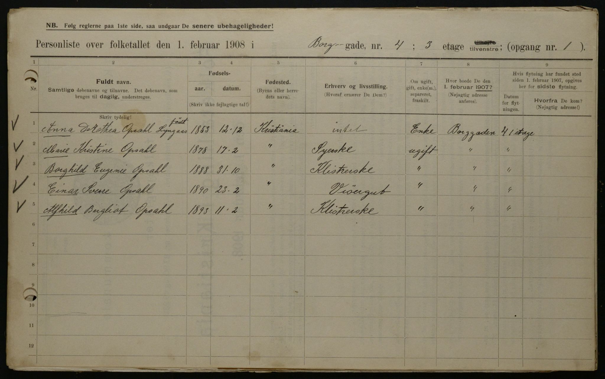 OBA, Municipal Census 1908 for Kristiania, 1908, p. 7503